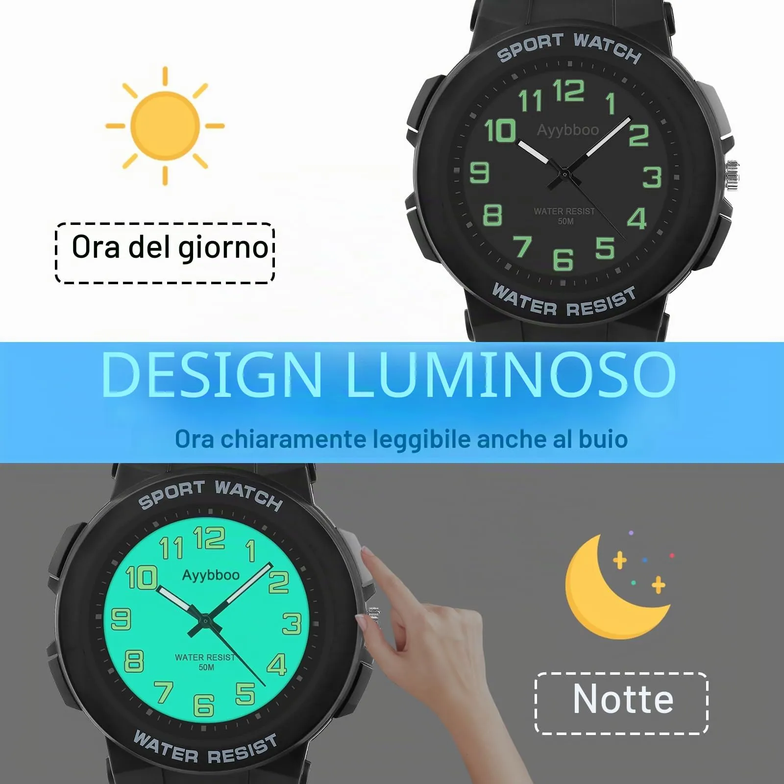Ayybboo Analogico Orologio per Bambini e Adolescente - immagine 2