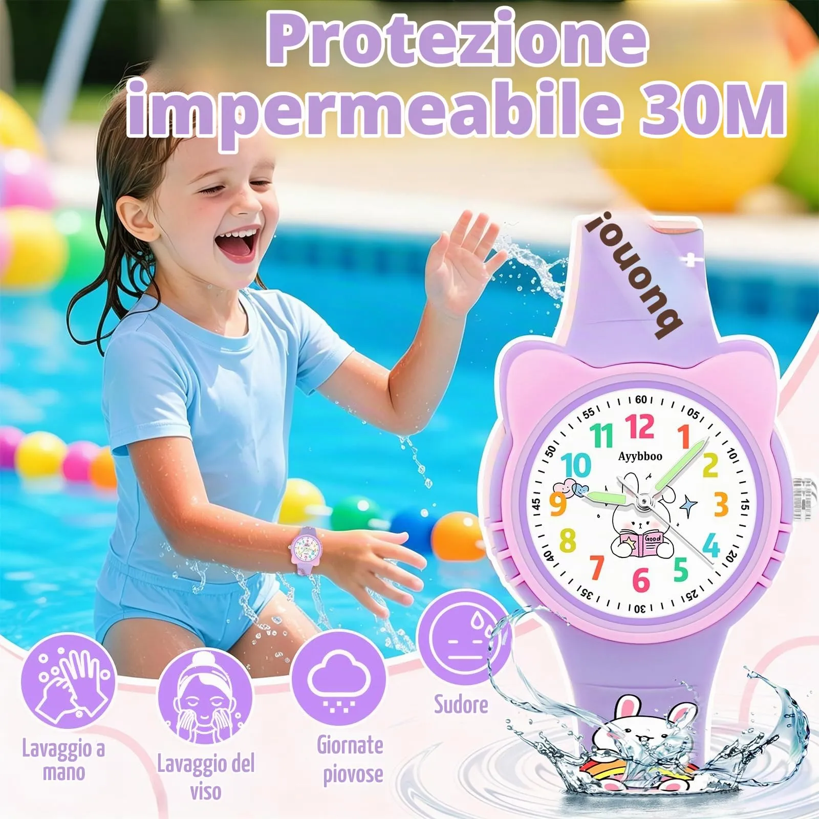 Ayybboo Analogico Orologio per Bambini e Adolescente - immagine 2
