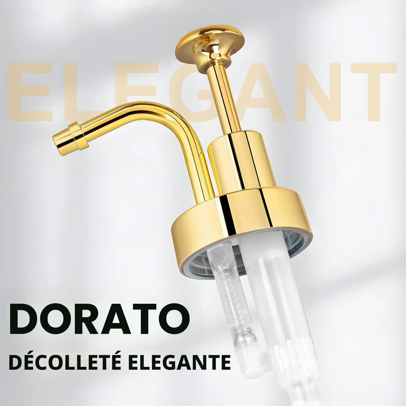 Dispenser per sciroppi da caffè, erogatore di sciroppo, con pompa d'oro, bottiglia di sciroppo, in vetro, per sciroppo di caffè, miele e sciroppo, accessori per caffè bar e casa, 10 oz 300 ml - immagine 4