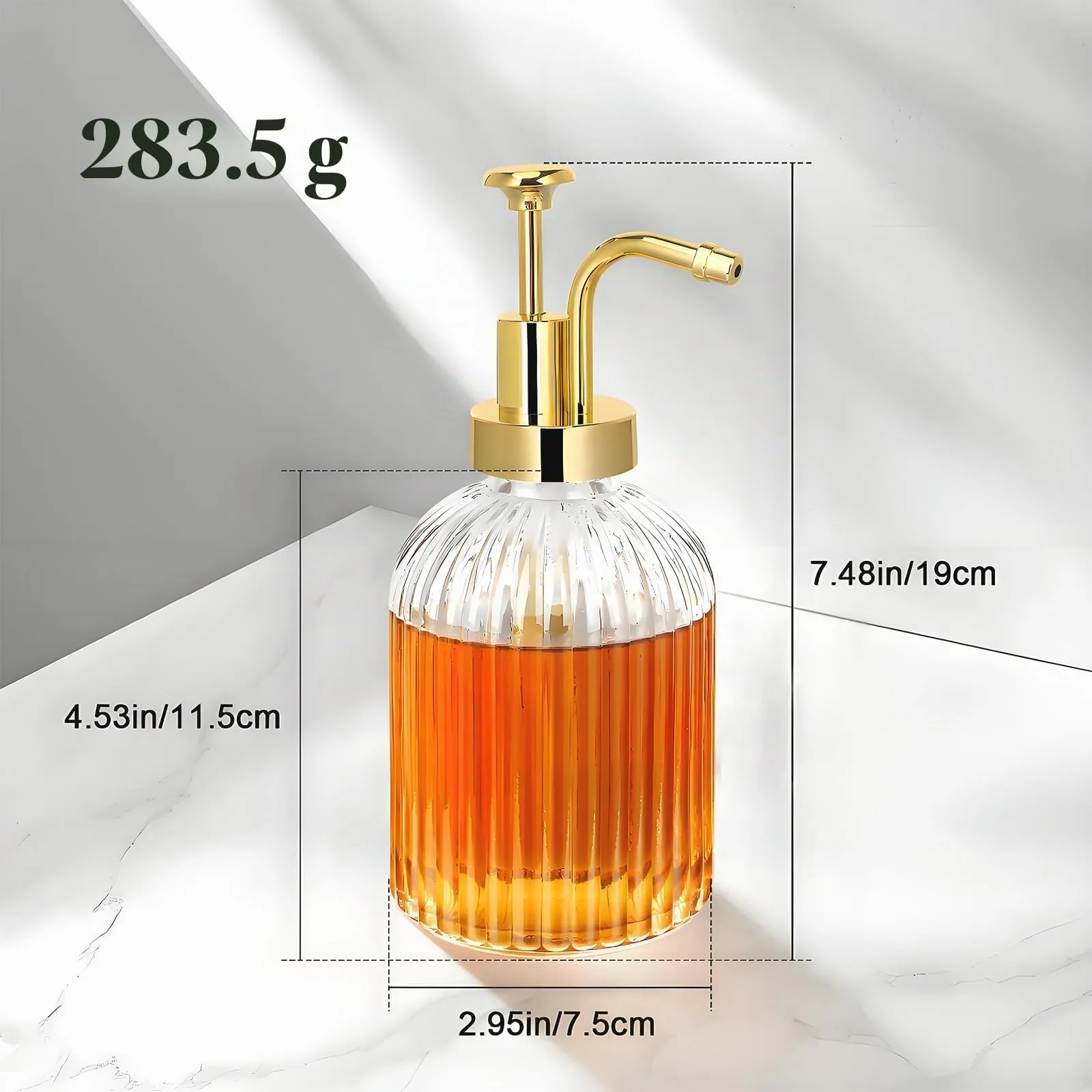 Dispenser per sciroppi da caffè, erogatore di sciroppo, con pompa d'oro, bottiglia di sciroppo, in vetro, per sciroppo di caffè, miele e sciroppo, accessori per caffè bar e casa, 10 oz 300 ml - immagine 5