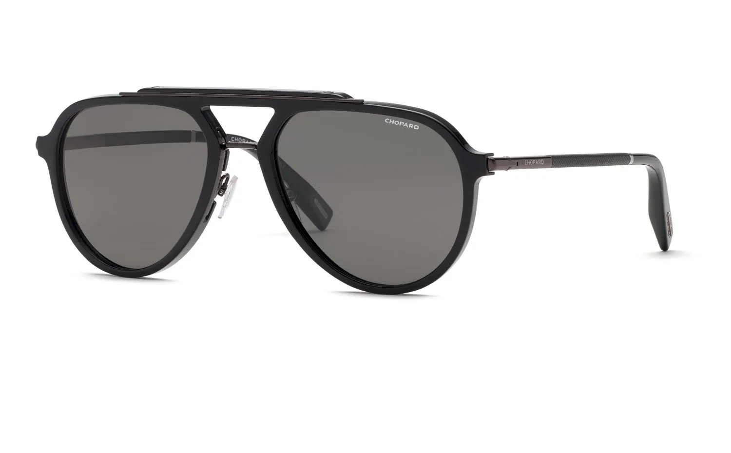 Chopard SCH399 700Z Occhiali da sole Acetato Nero Fumo Pilot Polarizzata - immagine 1