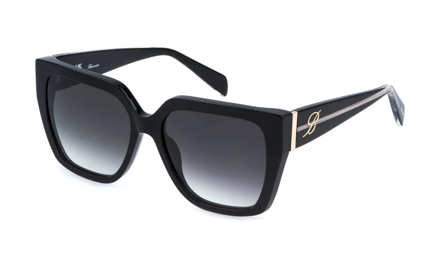 Blumarine SBM871 700 Occhiali da sole Acetato Nero Fumo Squadrata Normale Sfumato - immagine 1