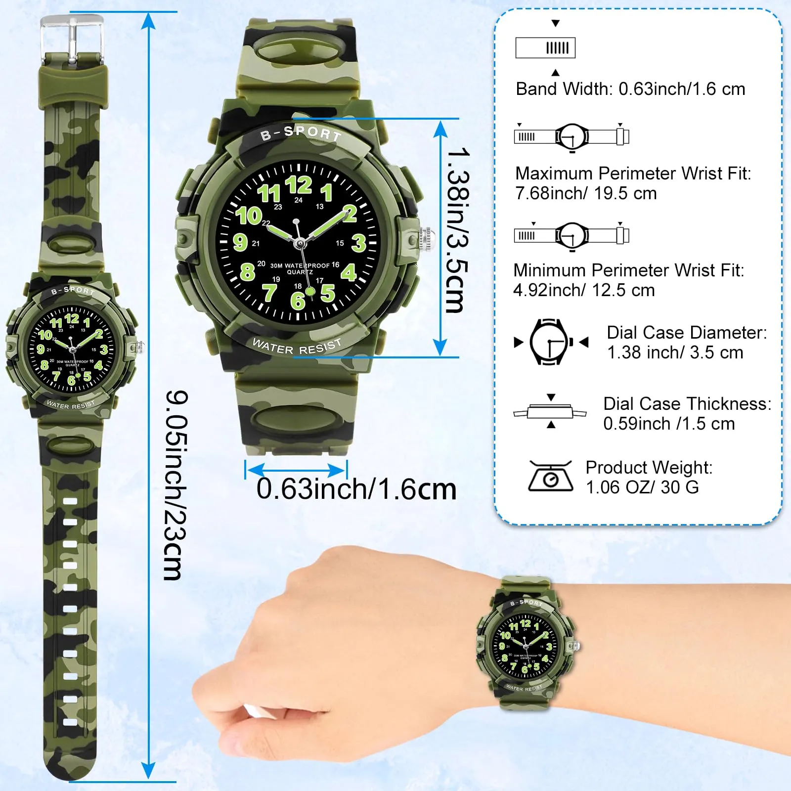 Edillas Orologio digitale bambino,30M Impermeabile Orologio Multifunzione - immagine 5