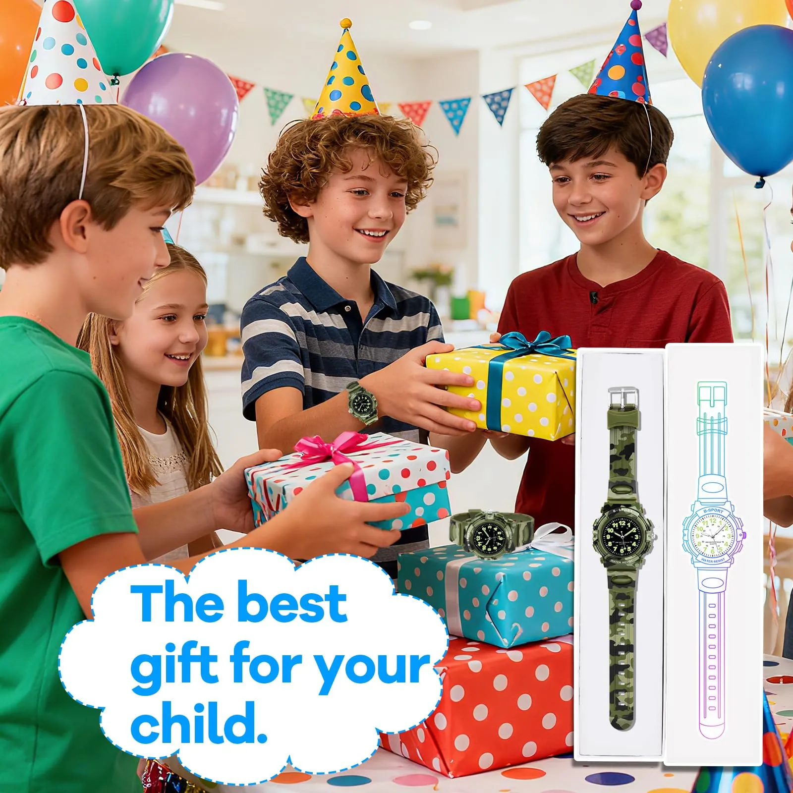 Edillas Orologio digitale bambino,30M Impermeabile Orologio Multifunzione - immagine 6