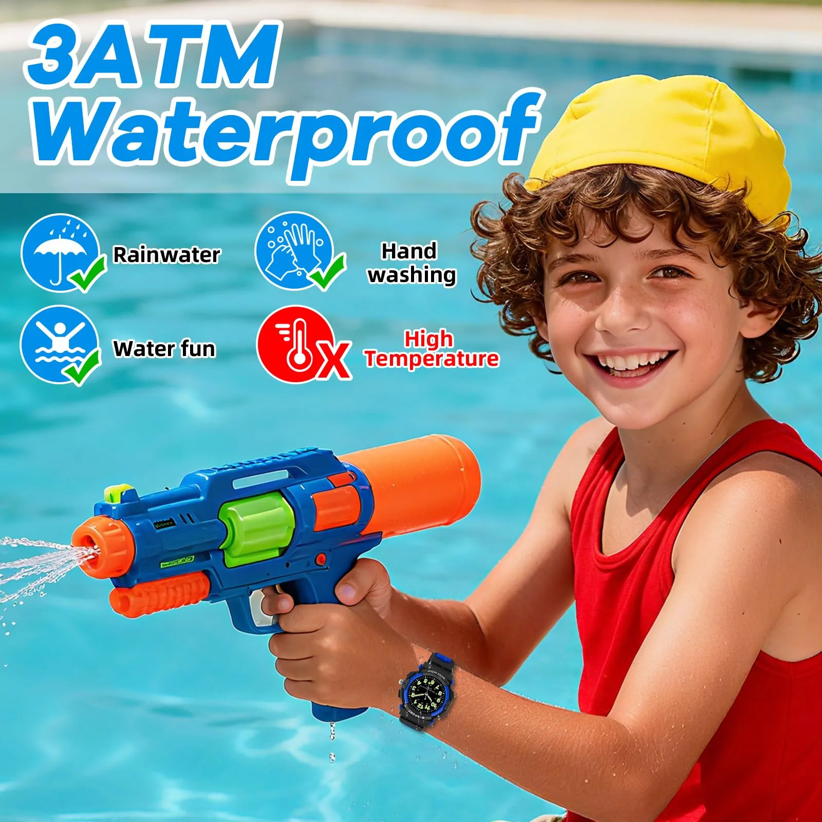 Edillas Orologio digitale bambino,30M Impermeabile Orologio Multifunzione - immagine 2