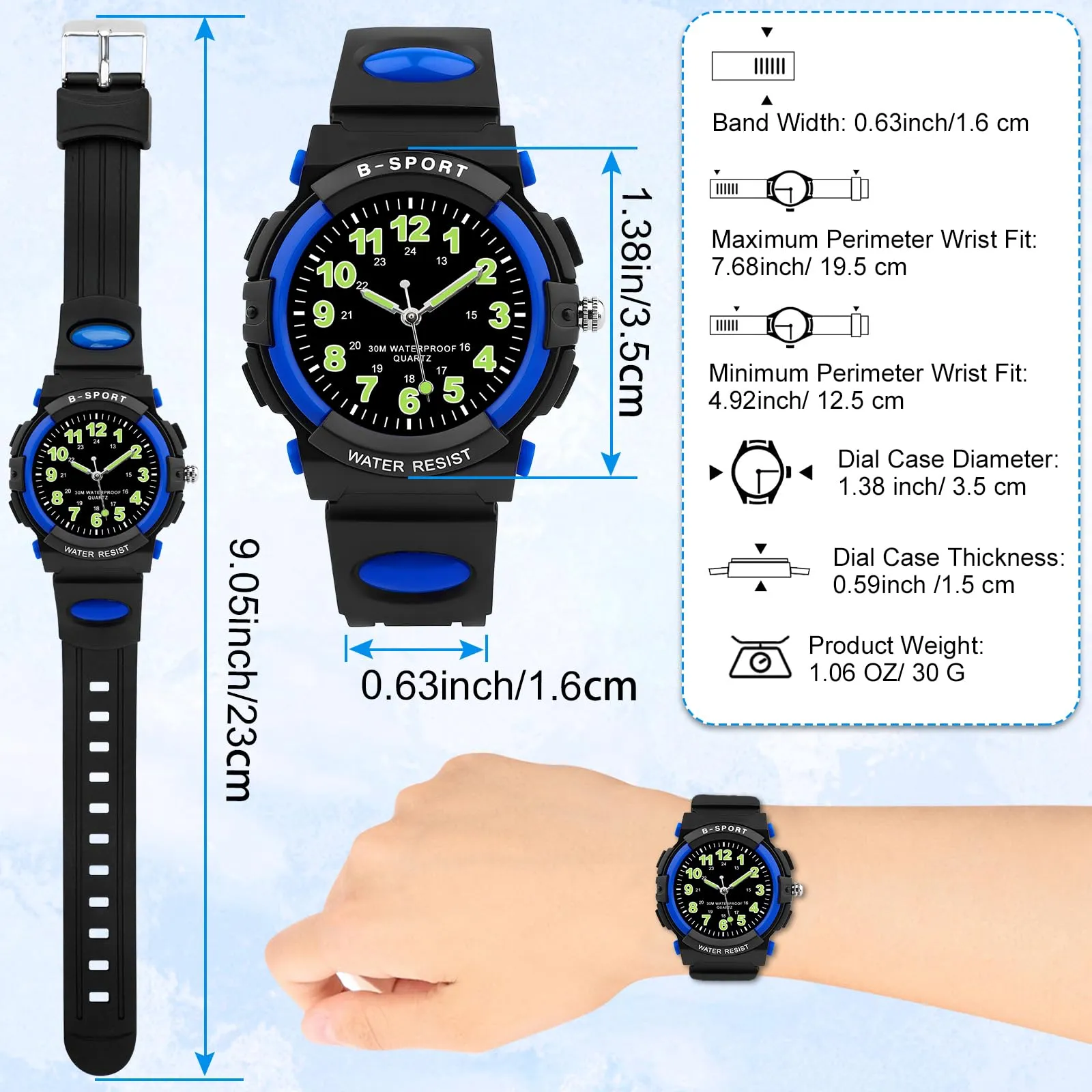 Edillas Orologio digitale bambino,30M Impermeabile Orologio Multifunzione - immagine 3