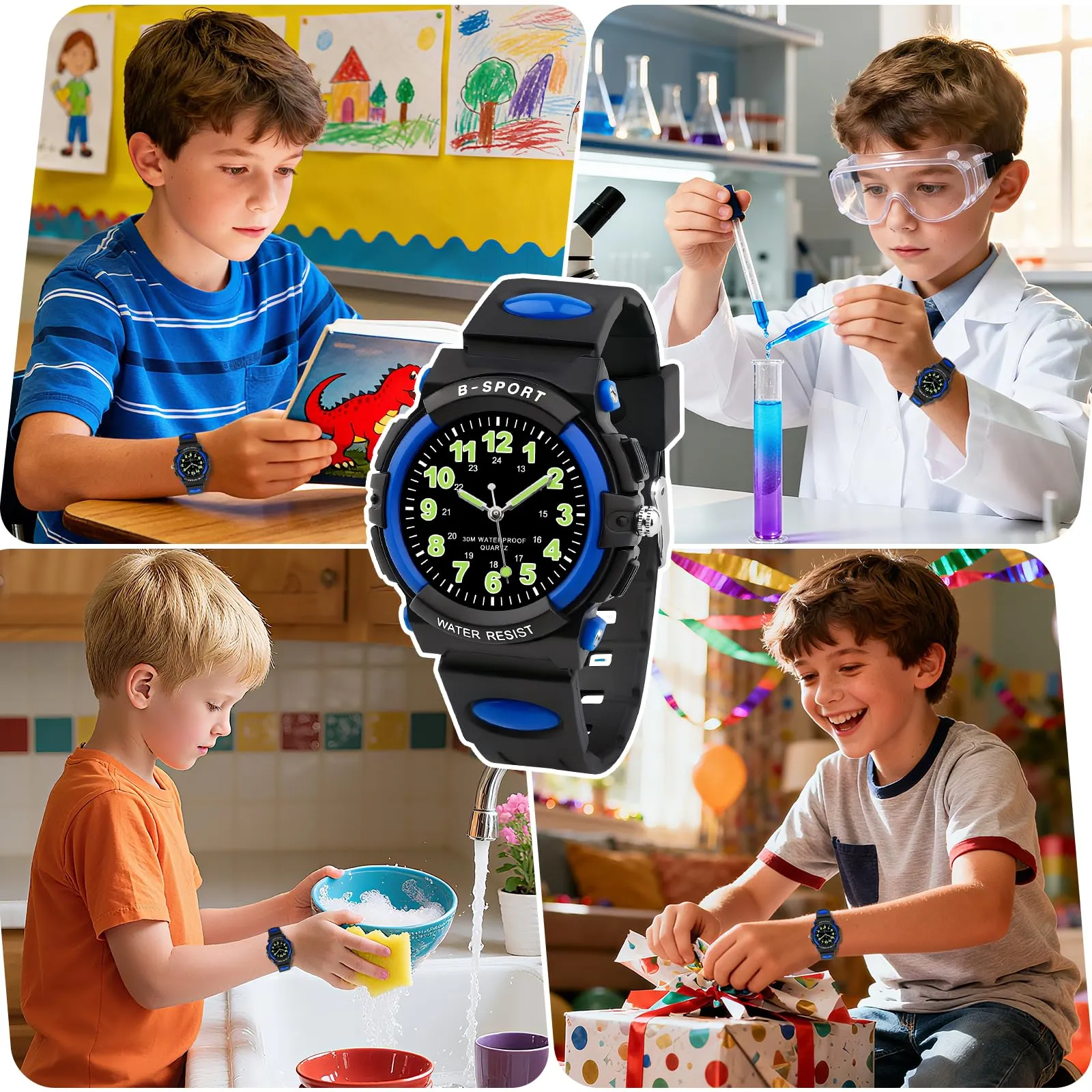 Edillas Orologio digitale bambino,30M Impermeabile Orologio Multifunzione - immagine 5