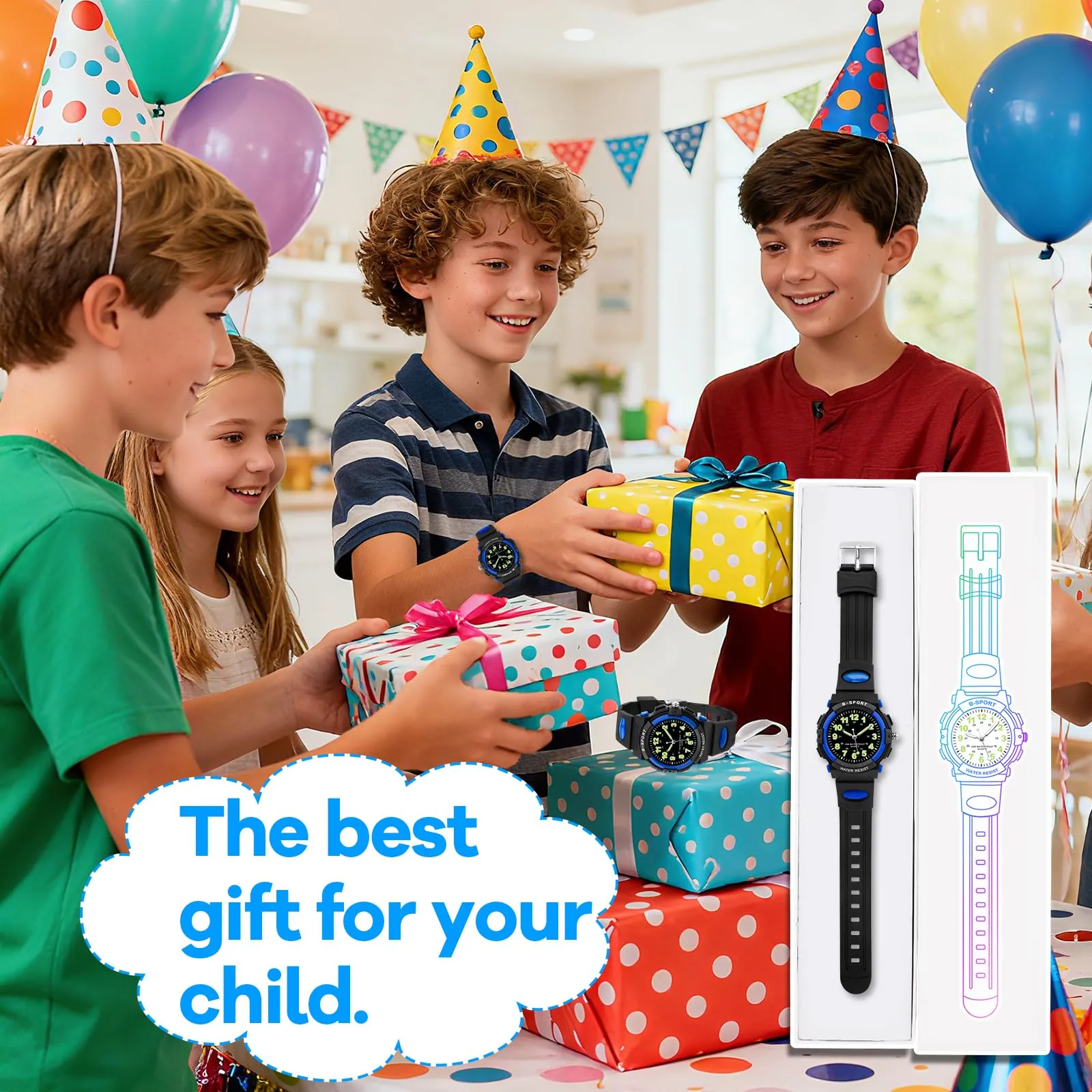 Edillas Orologio digitale bambino,30M Impermeabile Orologio Multifunzione - immagine 6