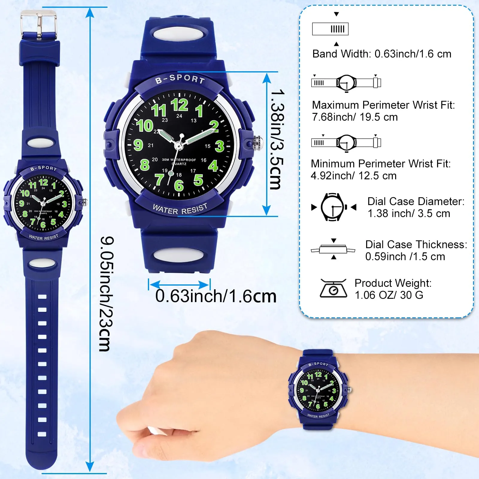 Edillas Orologio digitale bambino,30M Impermeabile Orologio Multifunzione - immagine 3