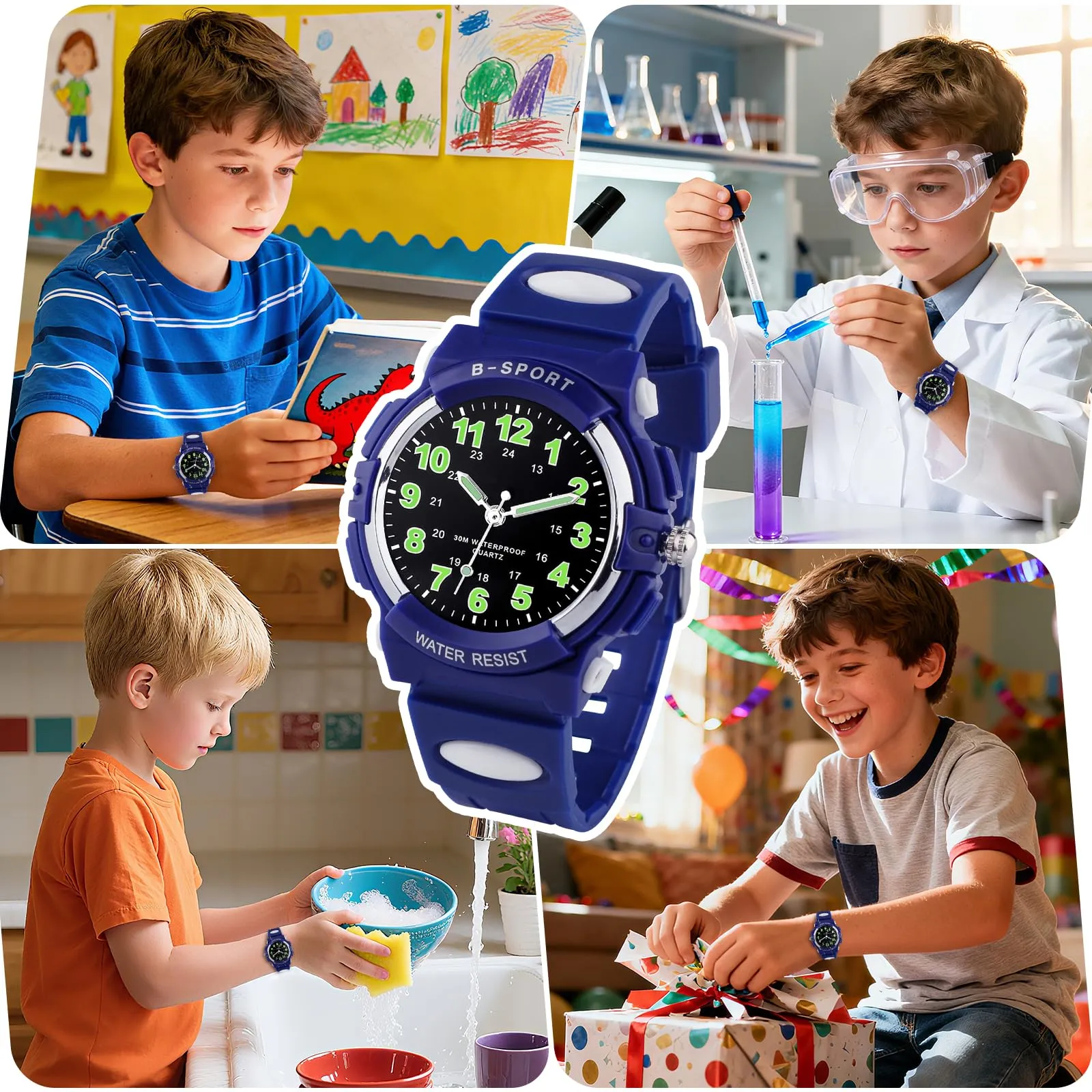 Edillas Orologio digitale bambino,30M Impermeabile Orologio Multifunzione - immagine 5