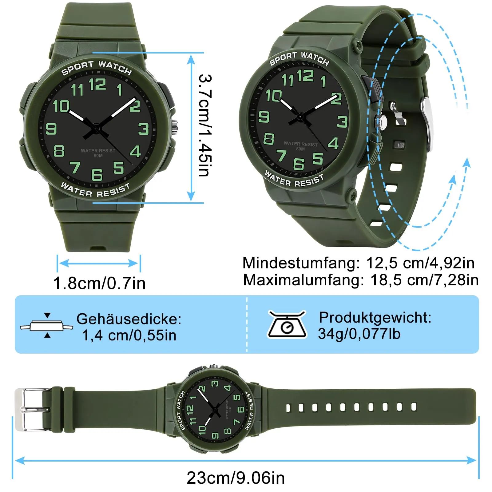 Ayybboo Orologio Bambino Didattico Bambini con Quadrante Leggibile,Imparare l'Ora Facile,Impermeabile 3ATM,Cinturino Morbido Regolabile,Educativo Regalo per Ragazzi e Ragazze 4-12 Anni - immagine 5