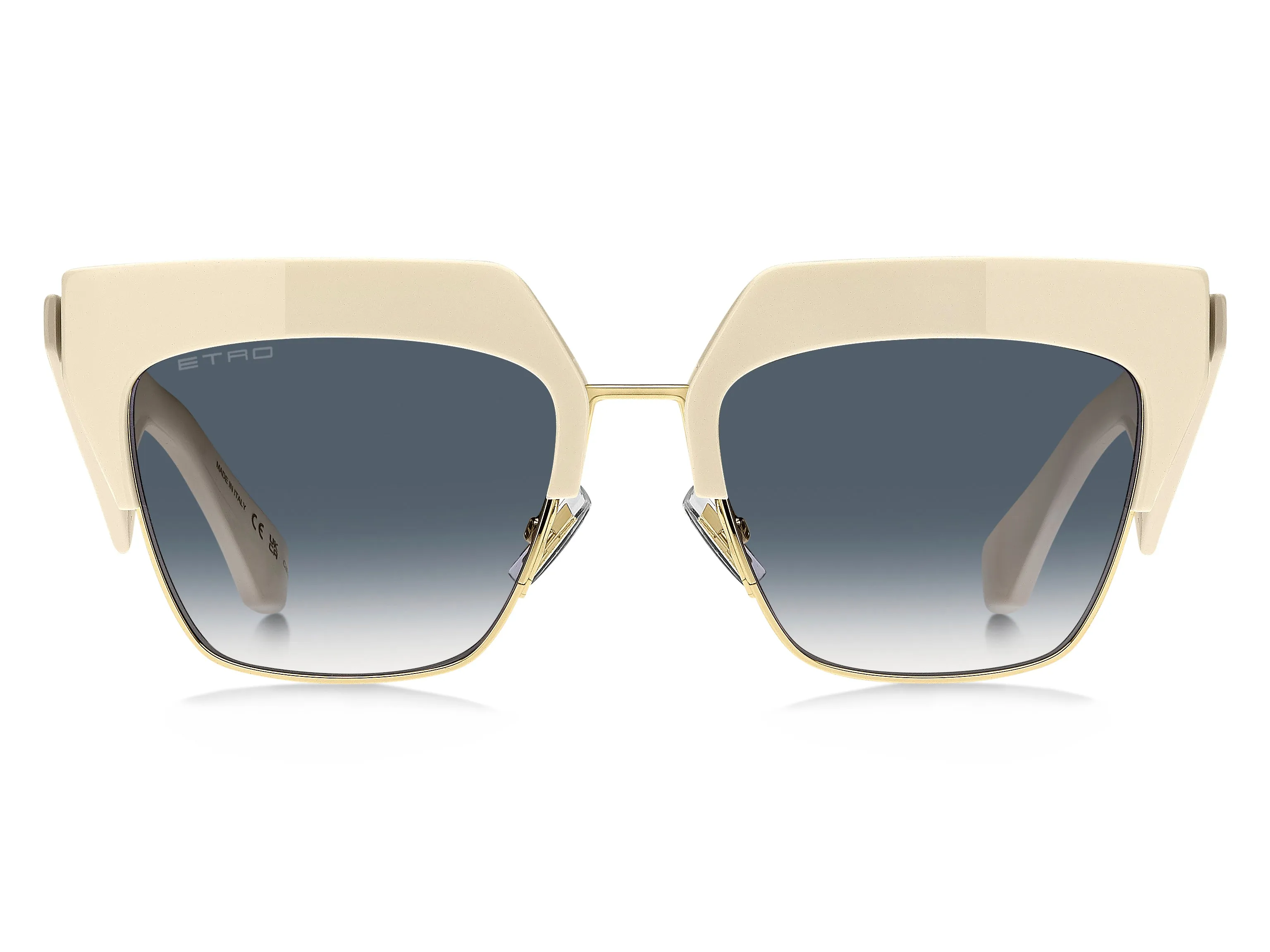 ETRO ETROCLUB SZJ/08 Occhiali da sole Metallo Avorio Blu Squadrata Normale Sfumato - immagine 2