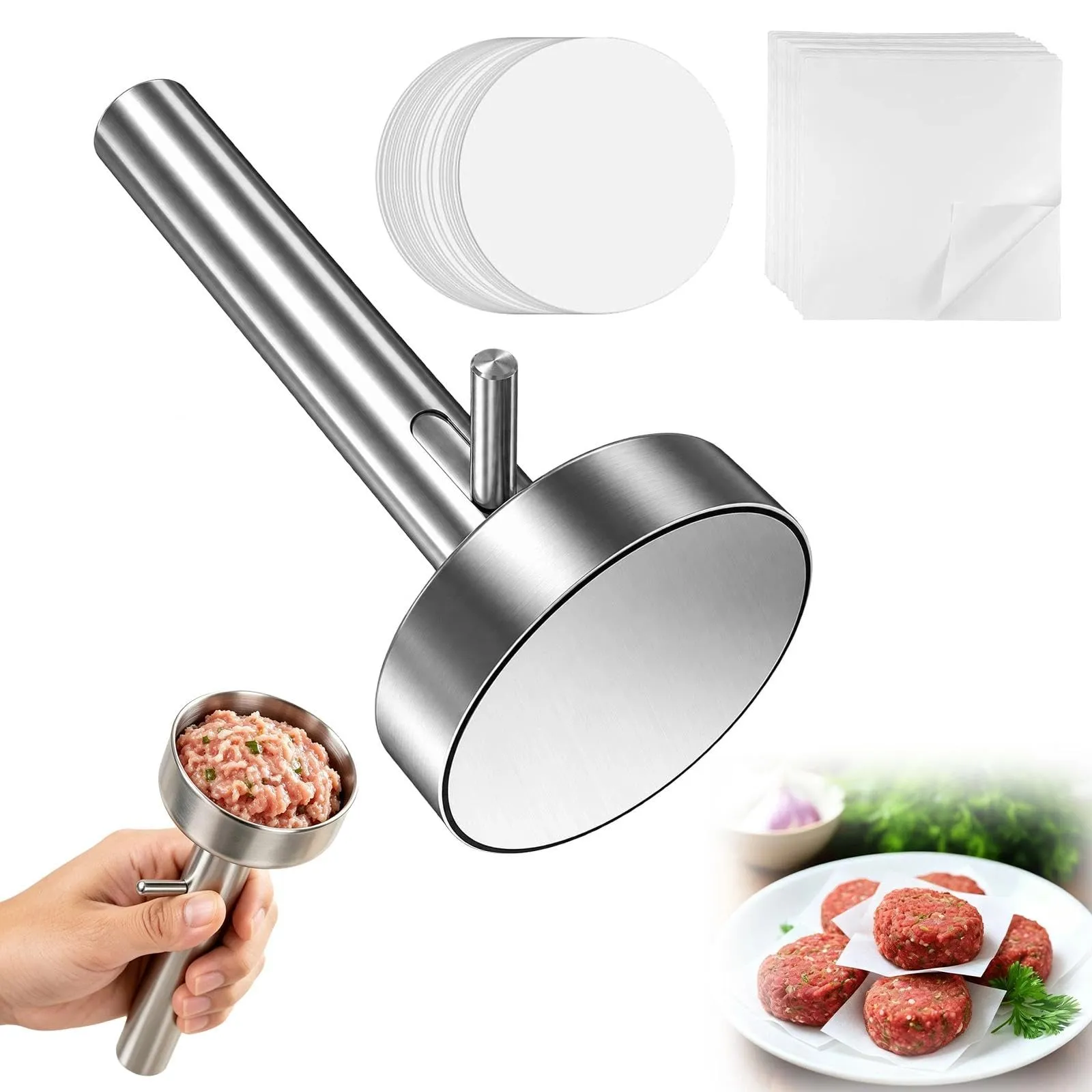 Falafel Polpette Stampo in Acciai Inox 6cm con 100 Carta Forno per Polpette - immagine 1