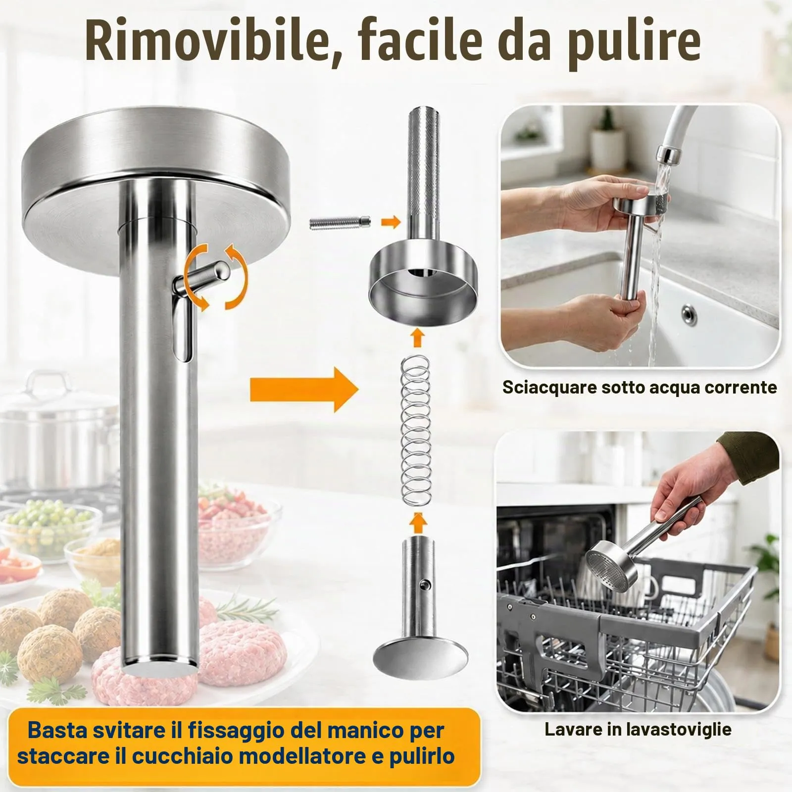 Falafel Polpette Stampo in Acciai Inox 6cm con 100 Carta Forno per Polpette - immagine 5