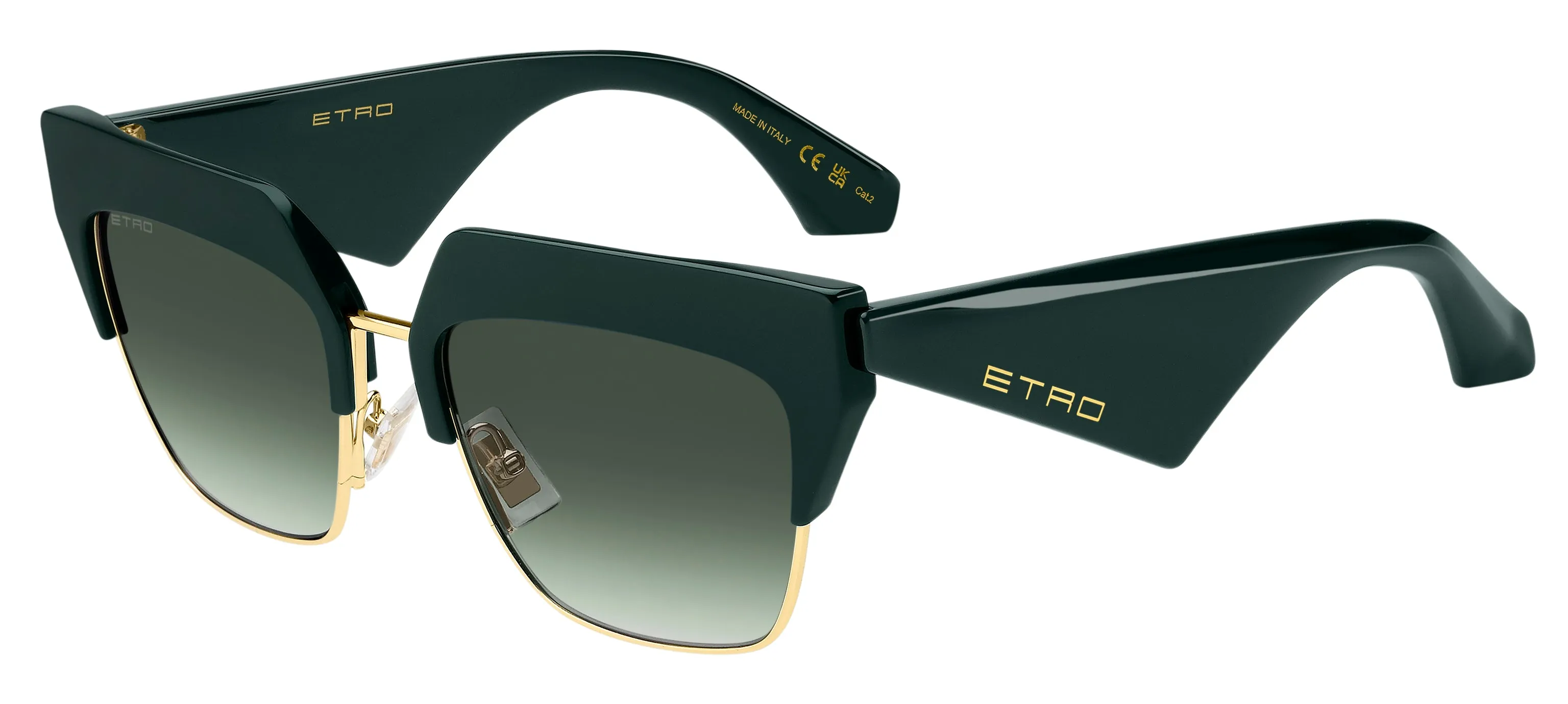ETRO ETROCLUB 1ED/9K Occhiali da sole Metallo Verde Verde Squadrata Normale Sfumato - immagine 1