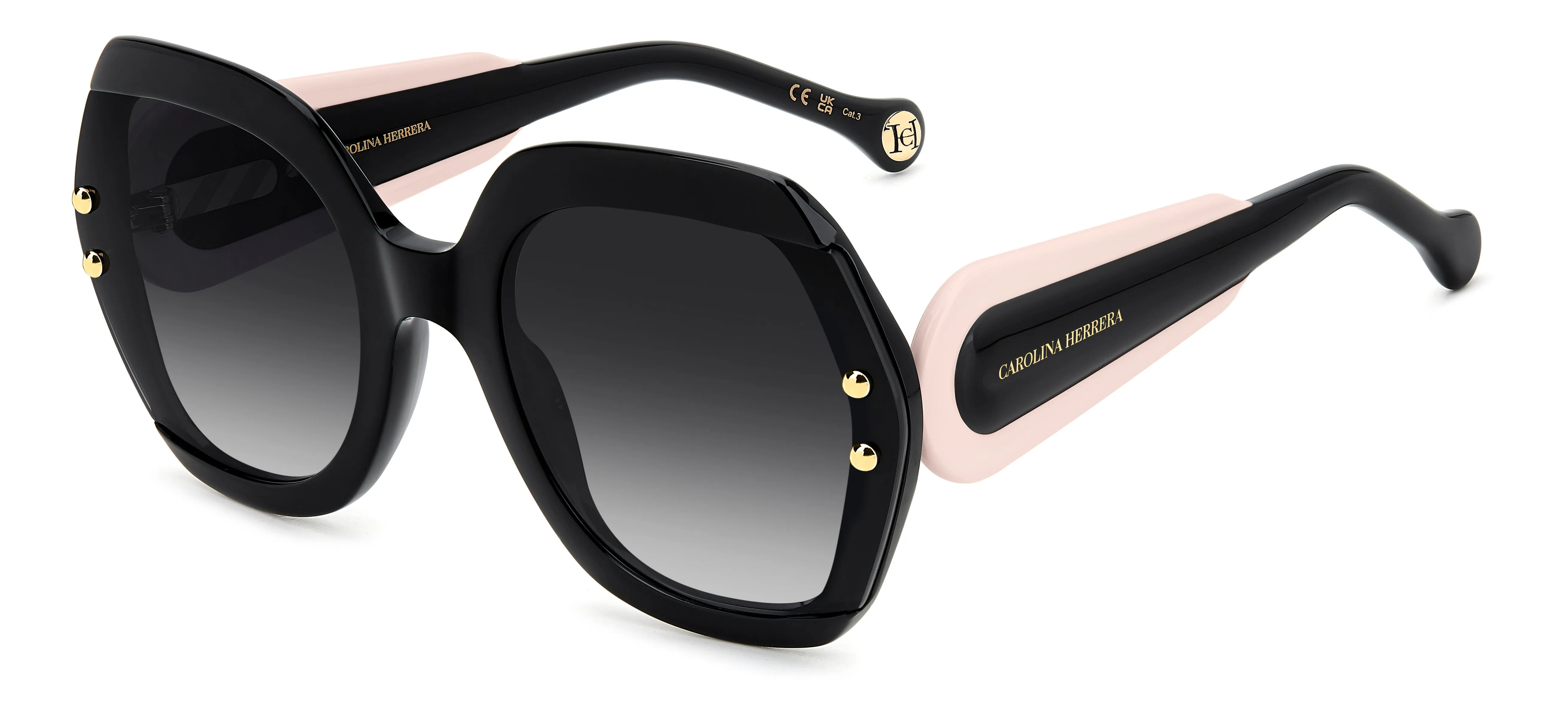 Carolina Herrera HER 0314/G/S 3H2/9O Occhiali da sole Acetato Nero Grigio Squadrata Normale Sfumato - immagine 1