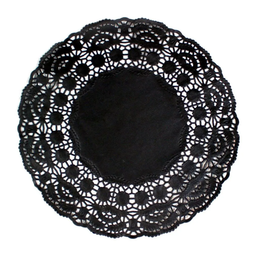 Garcia de Pou 250 centrini rotondi, 21,5 cm, carta, nero, 21,5 x 30 x 30 cm - immagine 1