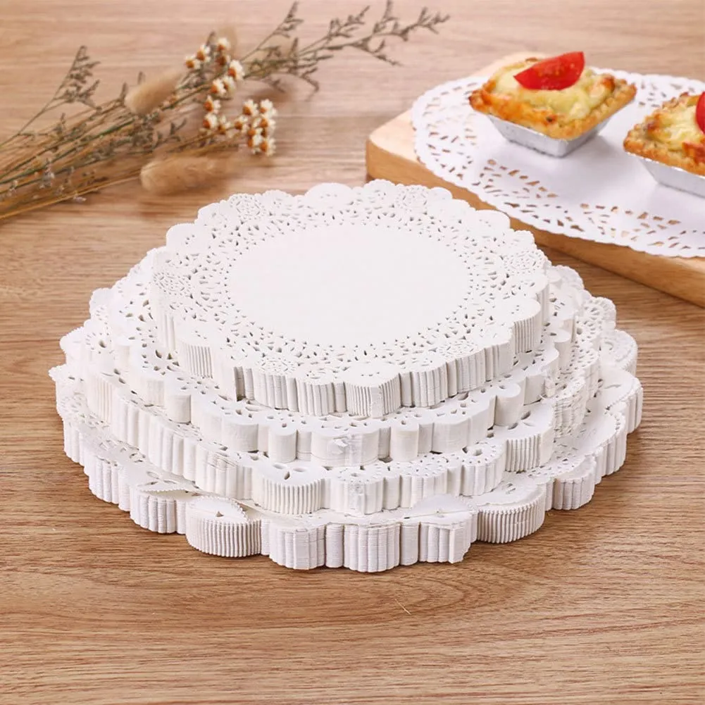 Fenhua 100 Dischetti Rotondi Bianchi per Decorare Torte, Centrini di Carta Pizzo per Piatti, Cupcake, Torte, Biscotti, Tovagliette (Confezione da 100-4/5,5/8,5 Pollici) - immagine 5