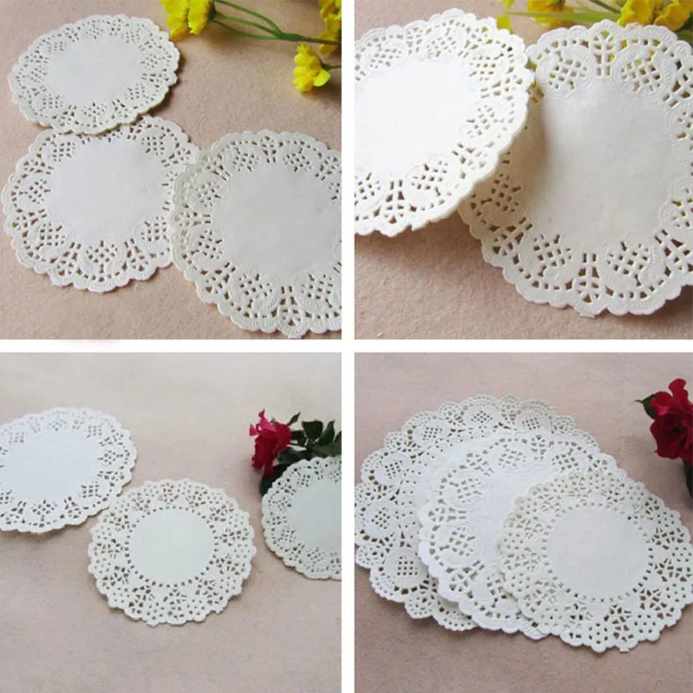Fenhua 100 Dischetti Rotondi Bianchi per Decorare Torte, Centrini di Carta Pizzo per Piatti, Cupcake, Torte, Biscotti, Tovagliette (Confezione da 100-4/5,5/8,5 Pollici) - immagine 8