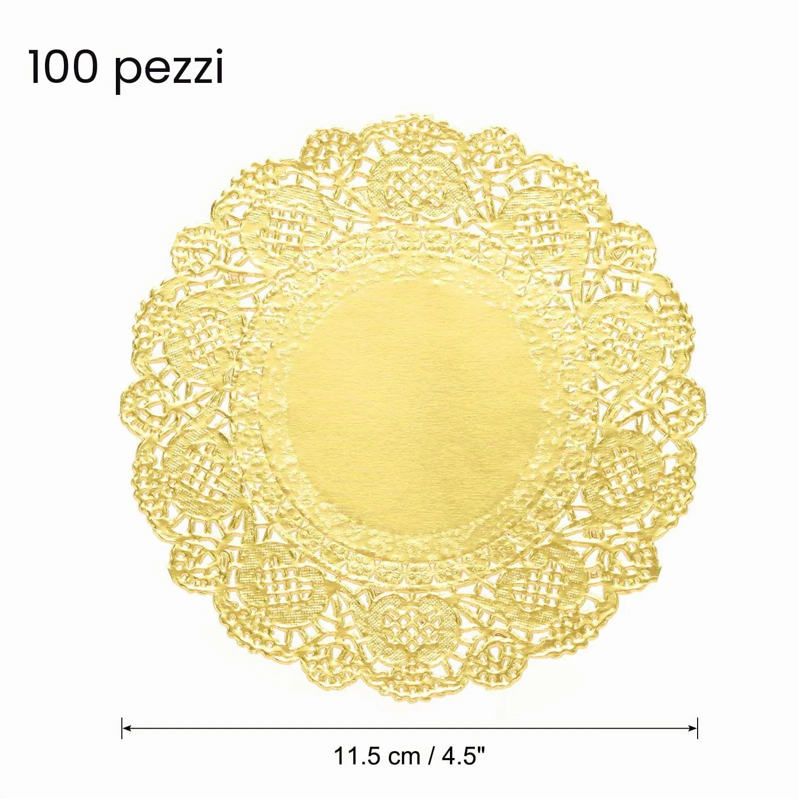 QUARKZMAN 100 Pezzi Centrini di Carta in Pizzo Dorato 4,5 Pollici Per Torte - immagine 2