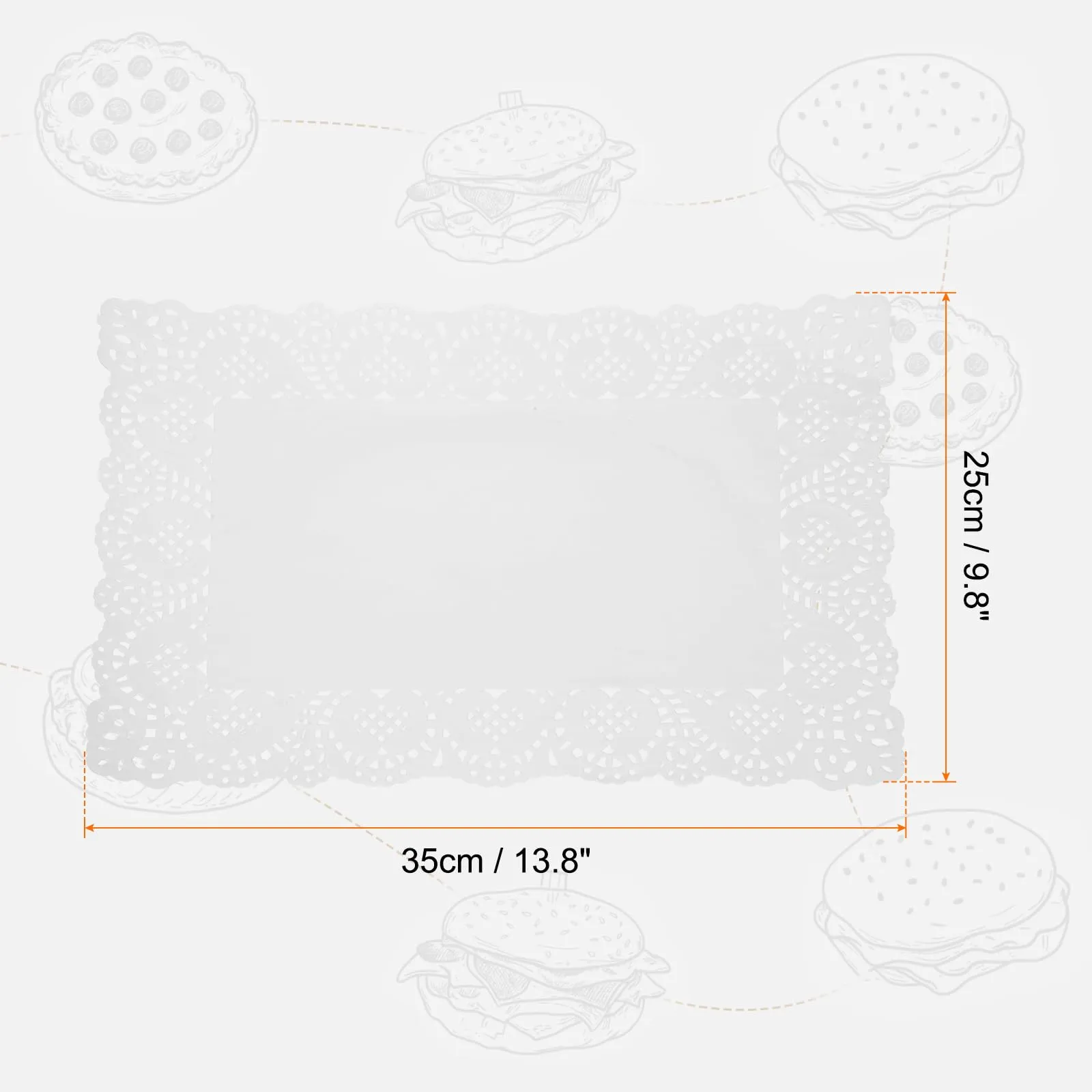 QUARKZMAN 100pcs Pizzi di Carta 9.8 x 11.8 Pollici Bianchi Rettangolari Sottopentola Decorativi Usa e Getta Carta Fiori Traforati Assorbente per Torte Dolci Decorazione Alimenti - immagine 2