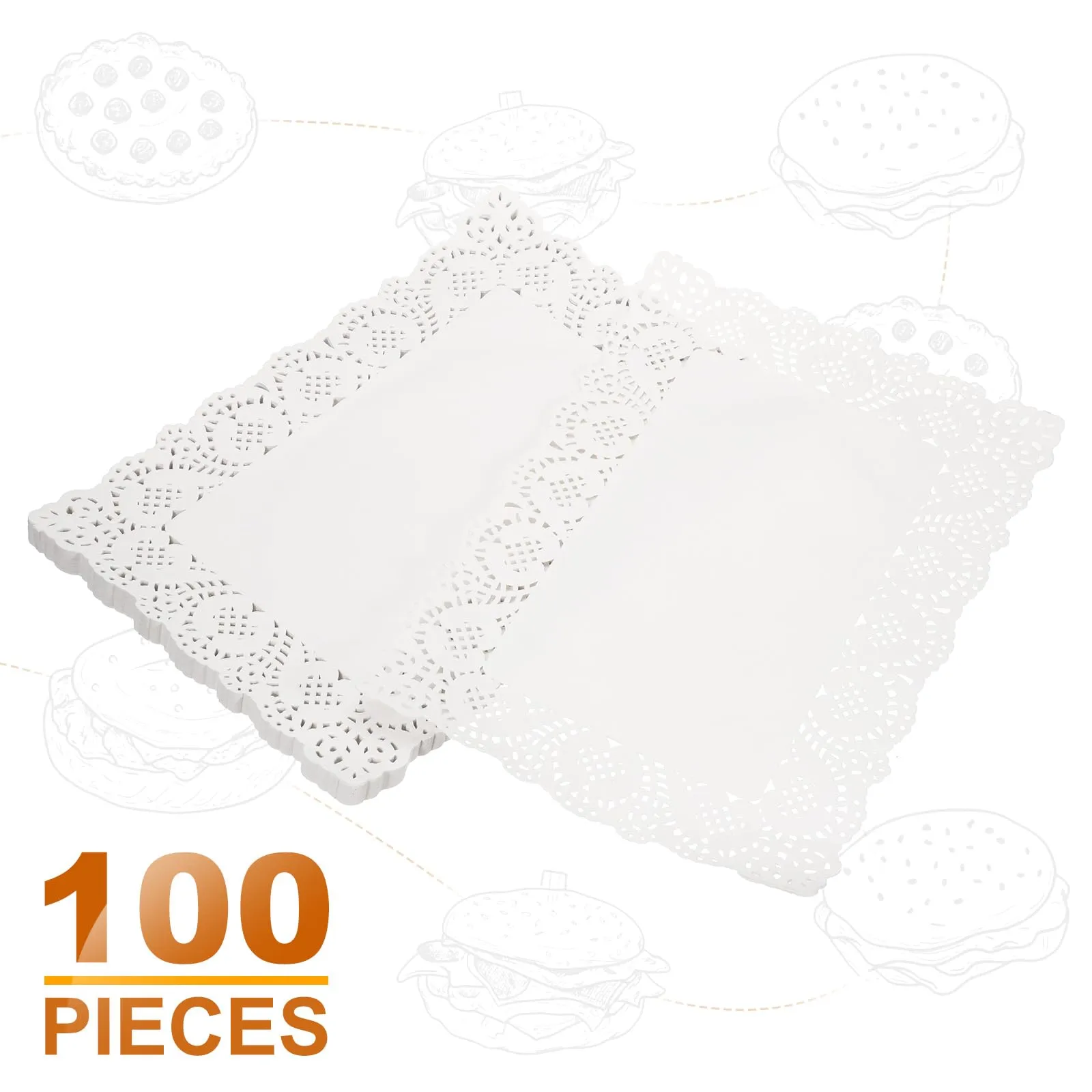 QUARKZMAN 100pcs Pizzi di Carta 9.8 x 11.8 Pollici Bianchi Rettangolari Sottopentola Decorativi Usa e Getta Carta Fiori Traforati Assorbente per Torte Dolci Decorazione Alimenti - immagine 3
