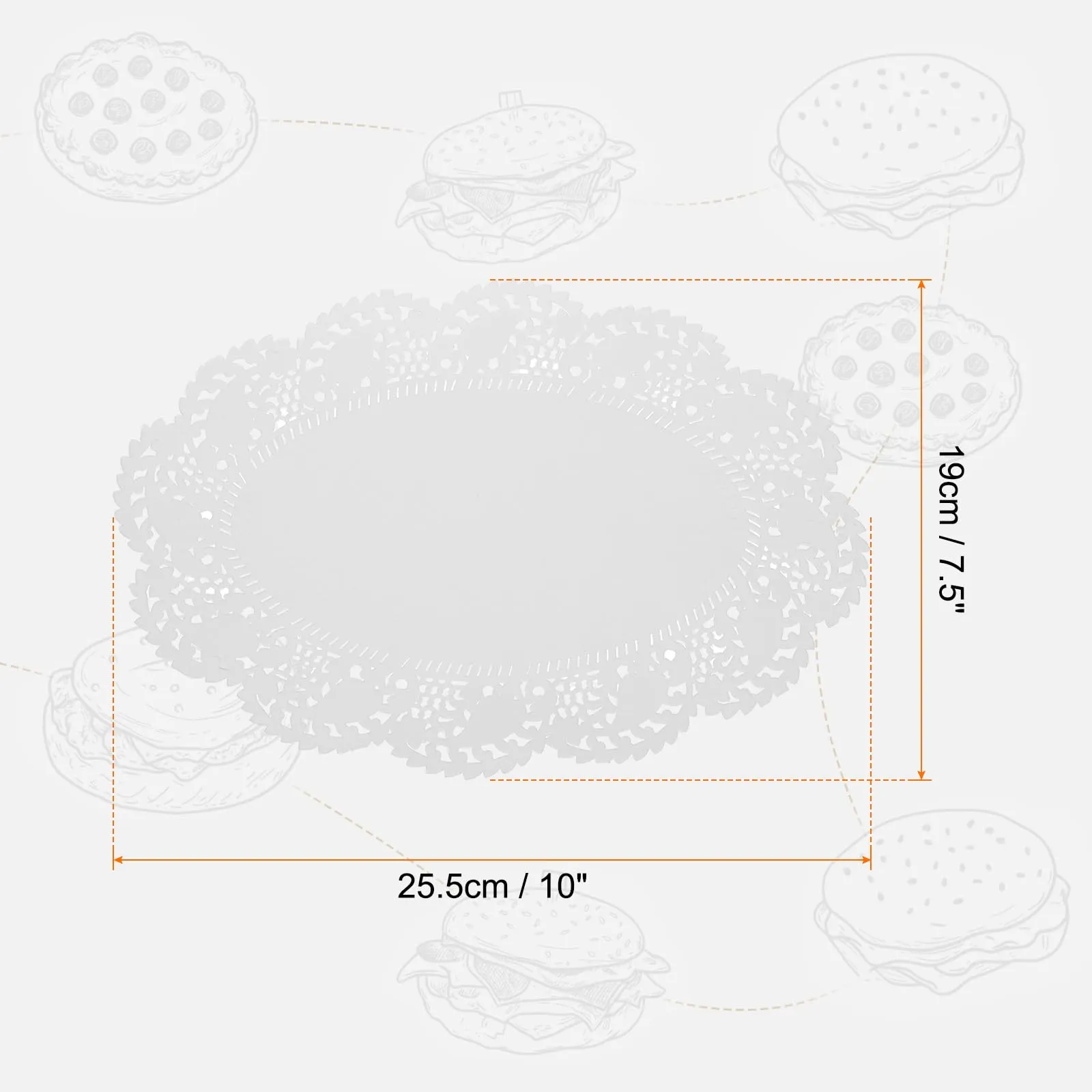 QUARKZMAN 150 pezzi Pizzi di Carta 10 x 7,5 Pollici Ovali Bianchi Sottopiatto Decorativi Usa e Getta Carta Fiorata Traforata per Torte Dessert Cibo Decorazione Matrimonio Compleanno - immagine 2