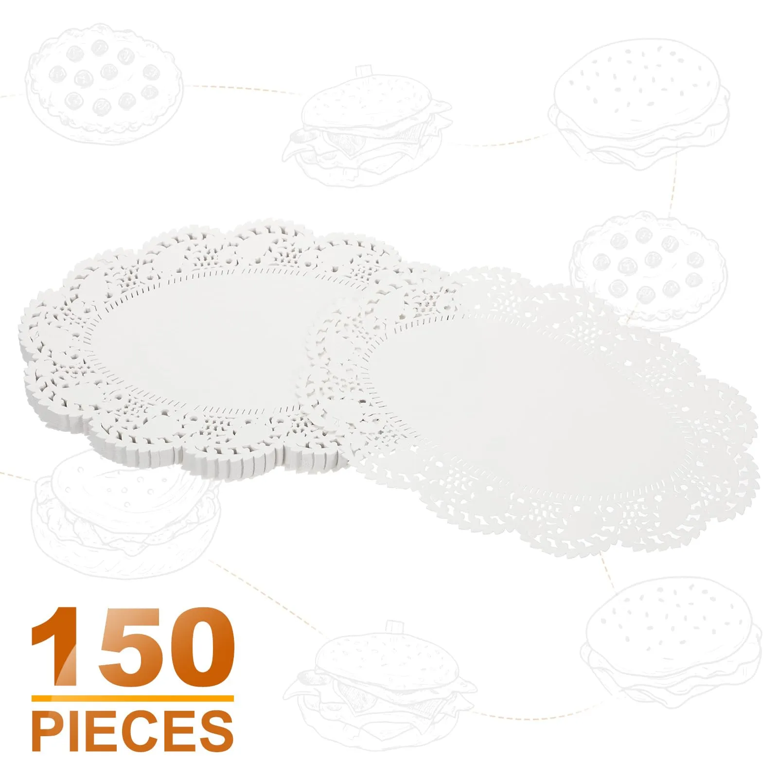 QUARKZMAN 150 pezzi Pizzi di Carta 10 x 7,5 Pollici Ovali Bianchi Sottopiatto Decorativi Usa e Getta Carta Fiorata Traforata per Torte Dessert Cibo Decorazione Matrimonio Compleanno - immagine 3