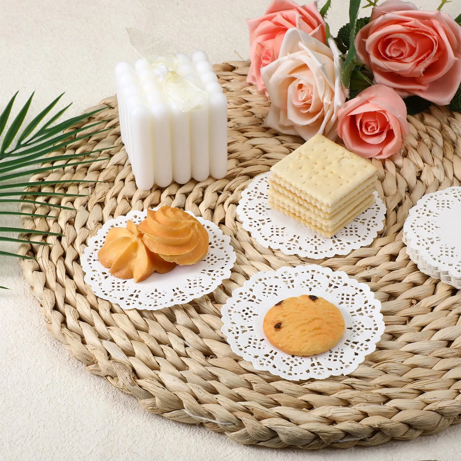 FdcLixuvol 200 pezzi di carta in pizzo per torte, 9 cm, per torte, rotonde, da cucina, per compleanni, matrimoni, feste, torte, pizze, piatti di carta, colore bianco - immagine 2