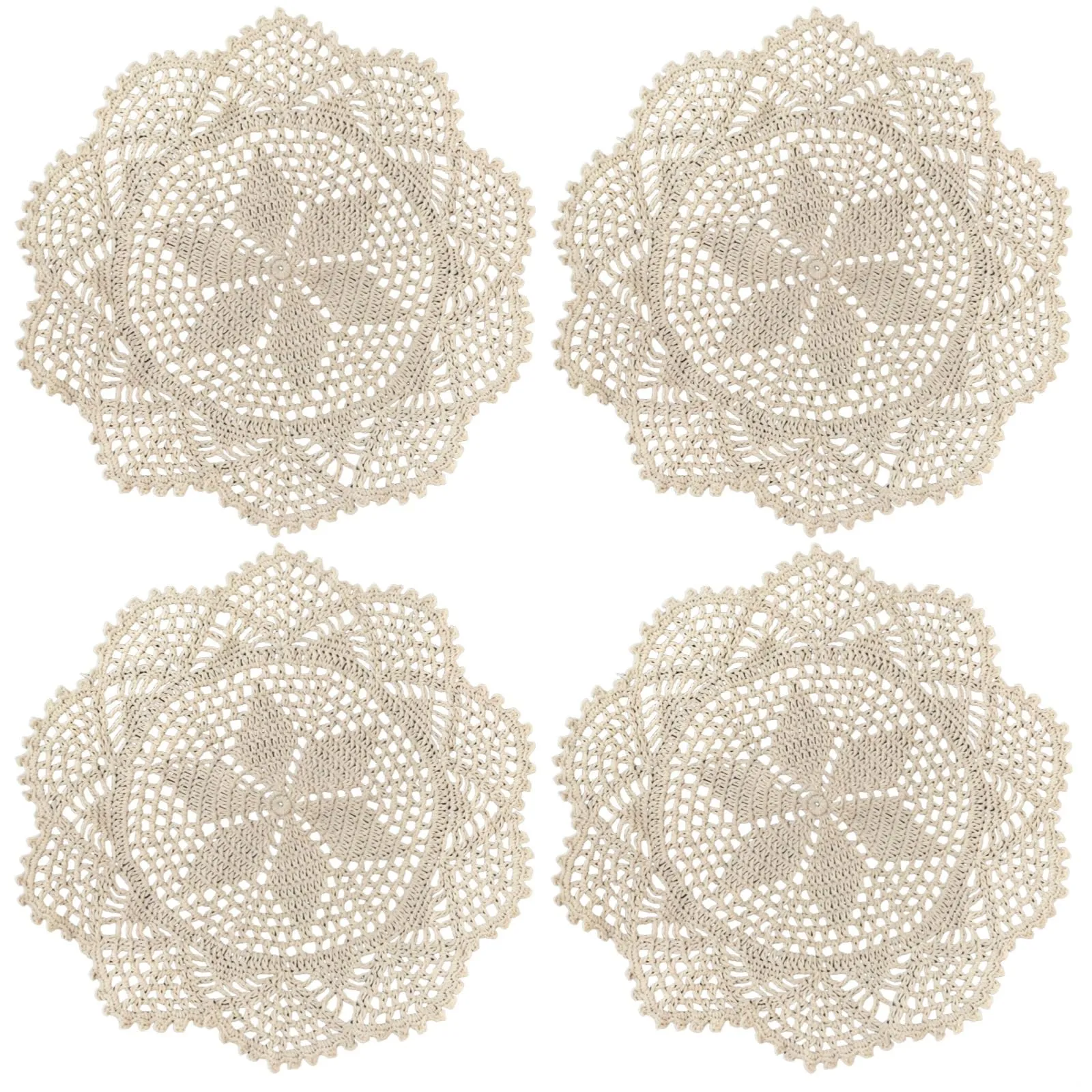 Chewtoyo 4 centrini da 30 cm, realizzati a mano, con pizzo, design fine all'uncinetto, per matrimoni, decorazioni per feste, casa, artigianato da pranzo, ideali e di qualità in poliestere - immagine 1
