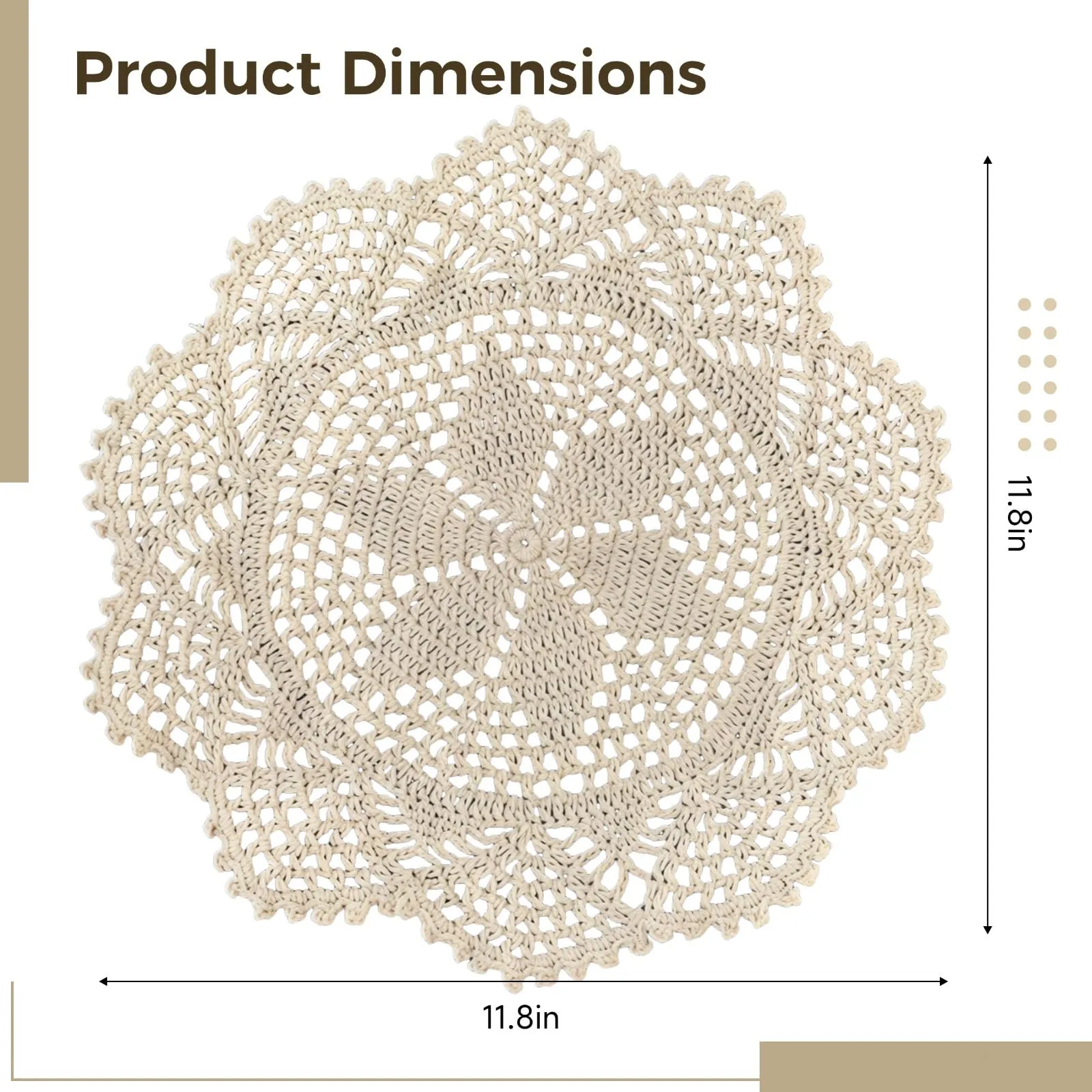Chewtoyo 4 centrini da 30 cm, realizzati a mano, con pizzo, design fine all'uncinetto, per matrimoni, decorazioni per feste, casa, artigianato da pranzo, ideali e di qualità in poliestere - immagine 2