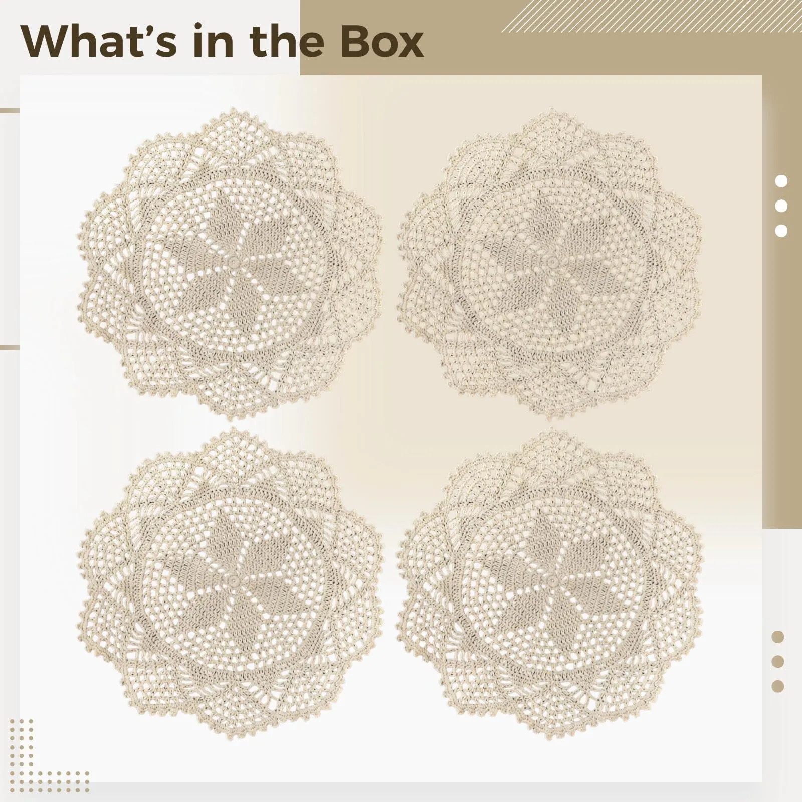 Chewtoyo 4 centrini da 30 cm, realizzati a mano, con pizzo, design fine all'uncinetto, per matrimoni, decorazioni per feste, casa, artigianato da pranzo, ideali e di qualità in poliestere - immagine 3