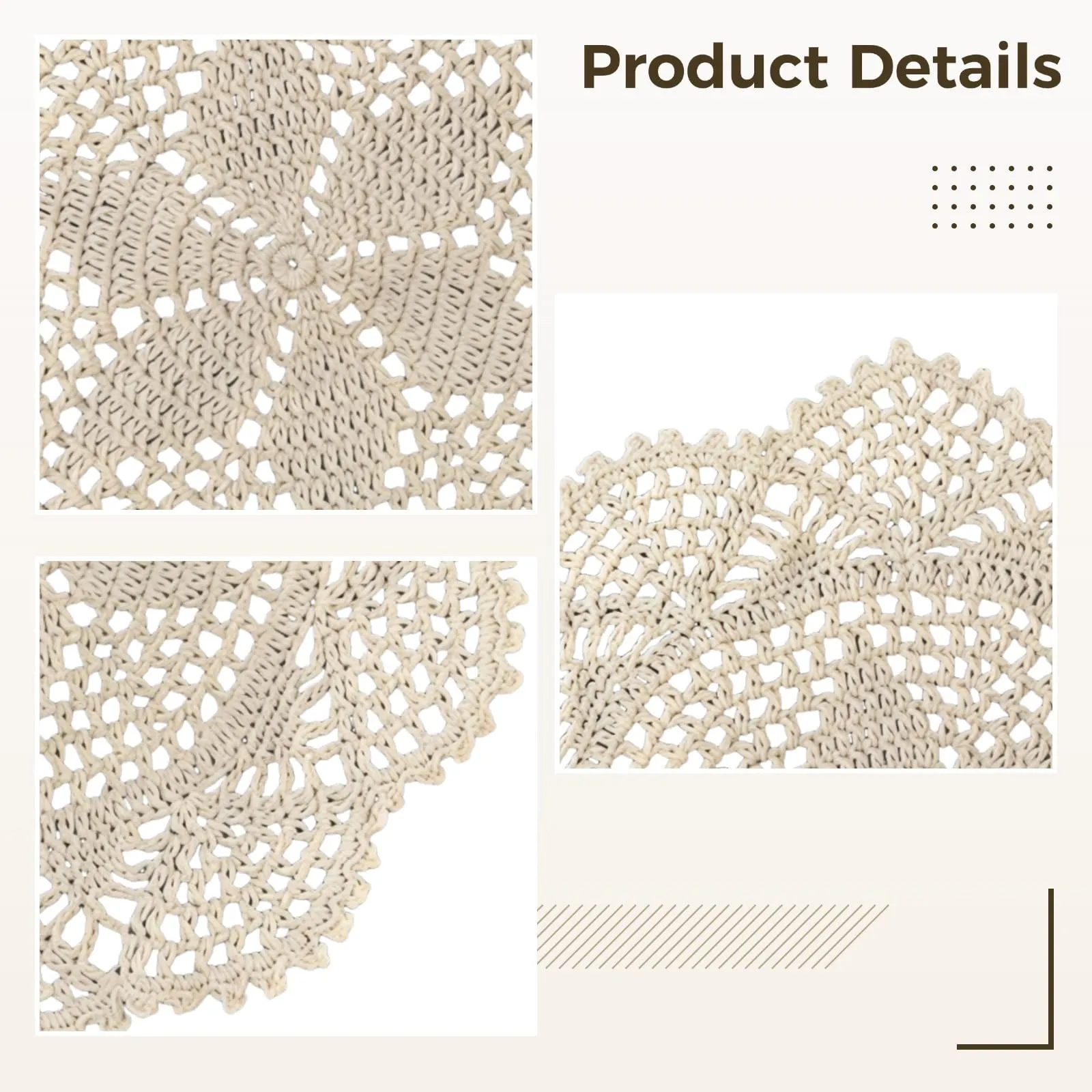 Chewtoyo 4 centrini da 30 cm, realizzati a mano, con pizzo, design fine all'uncinetto, per matrimoni, decorazioni per feste, casa, artigianato da pranzo, ideali e di qualità in poliestere - immagine 5