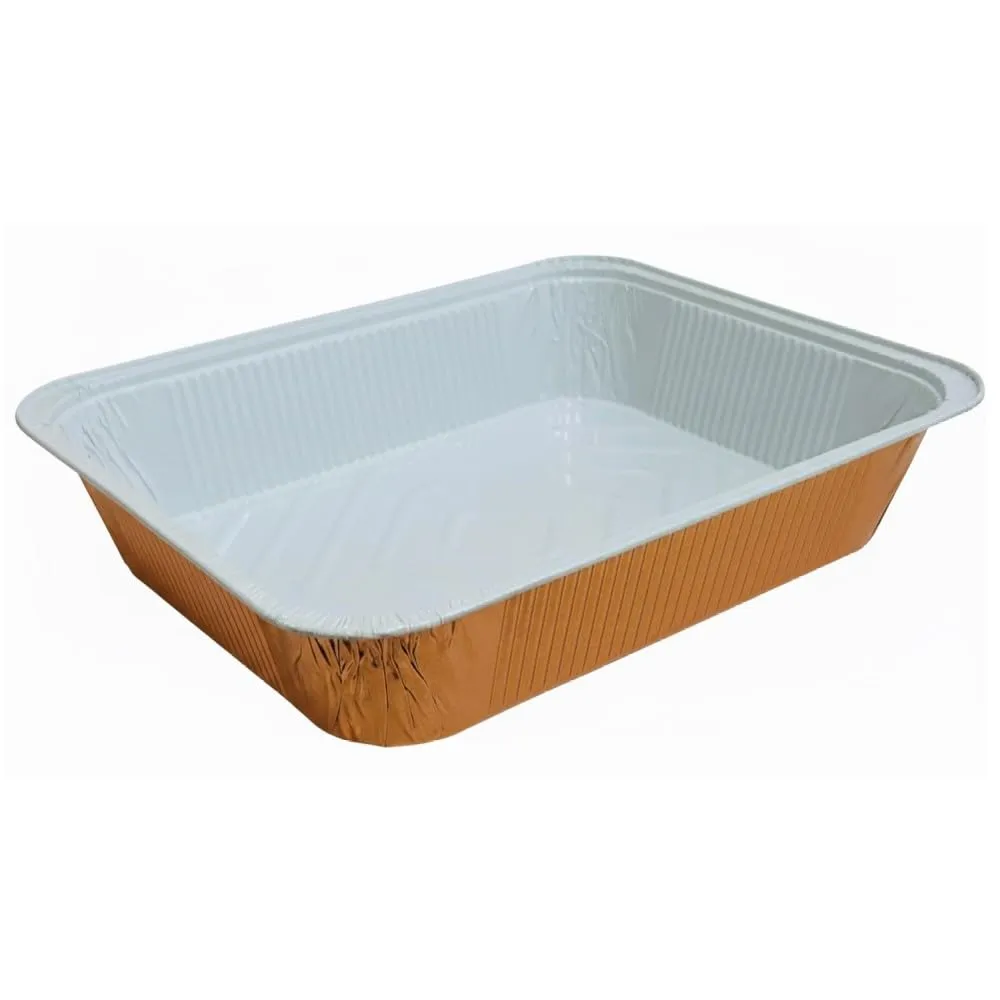 Generico 10 o 20 vaschette in alluminio RAMATO E LACCATO varie misure VASCHETTE LACCATE RAMATE BORDO G (10 pezzi 32x26 cm 8 porzioni R45) - immagine 1