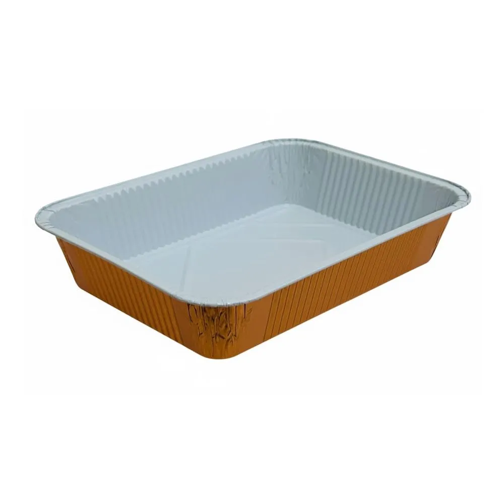 Generico 10 o 20 vaschette in alluminio RAMATO E LACCATO varie misure VASCHETTE LACCATE RAMATE BORDO G (20pz 24x18 cm 4 porzioni R30) - immagine 1