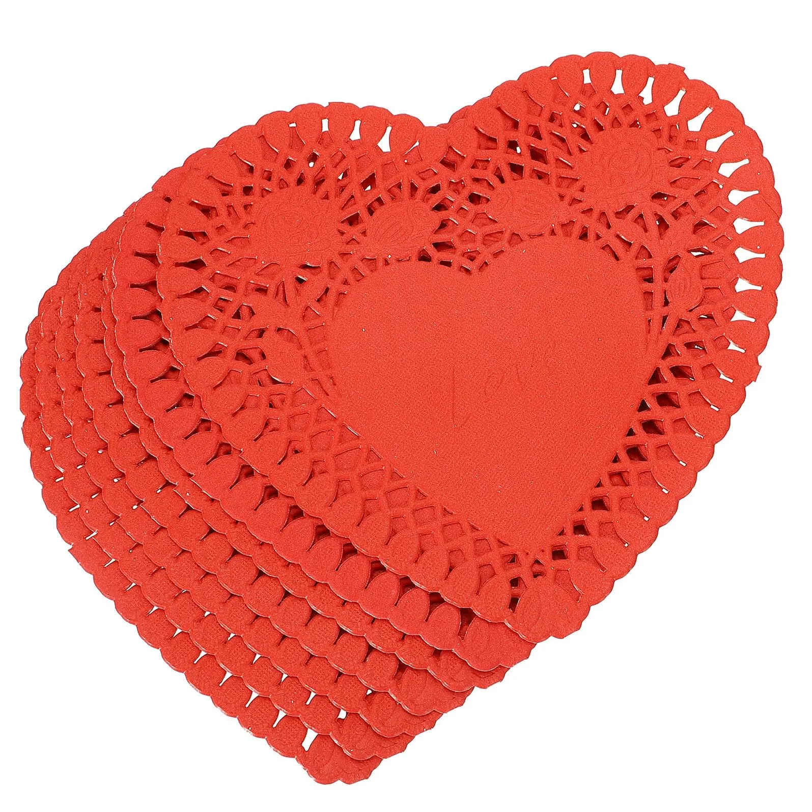 BESPORTBLE 100 Fogli Centrini in Pizzo a Forma di Cuore Rosso Mini Centrini di Carta per Torte e Dessert Decorazioni per Matrimoni e Feste Romantiche Sottobicchieri Monouso per Eventi e - immagine 1