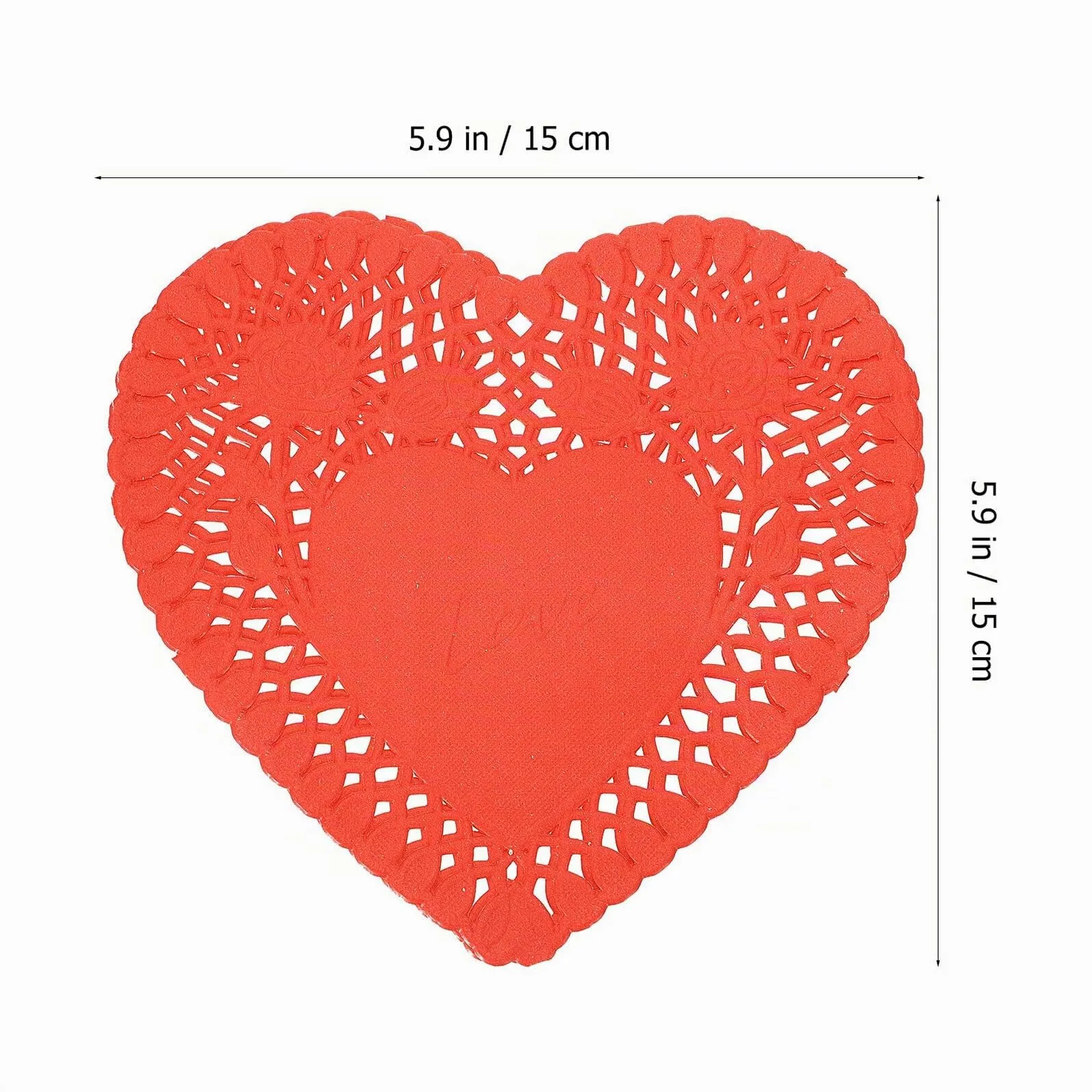BESPORTBLE 100 Fogli Centrini in Pizzo a Forma di Cuore Rosso Mini Centrini di Carta per Torte e Dessert Decorazioni per Matrimoni e Feste Romantiche Sottobicchieri Monouso per Eventi e - immagine 2
