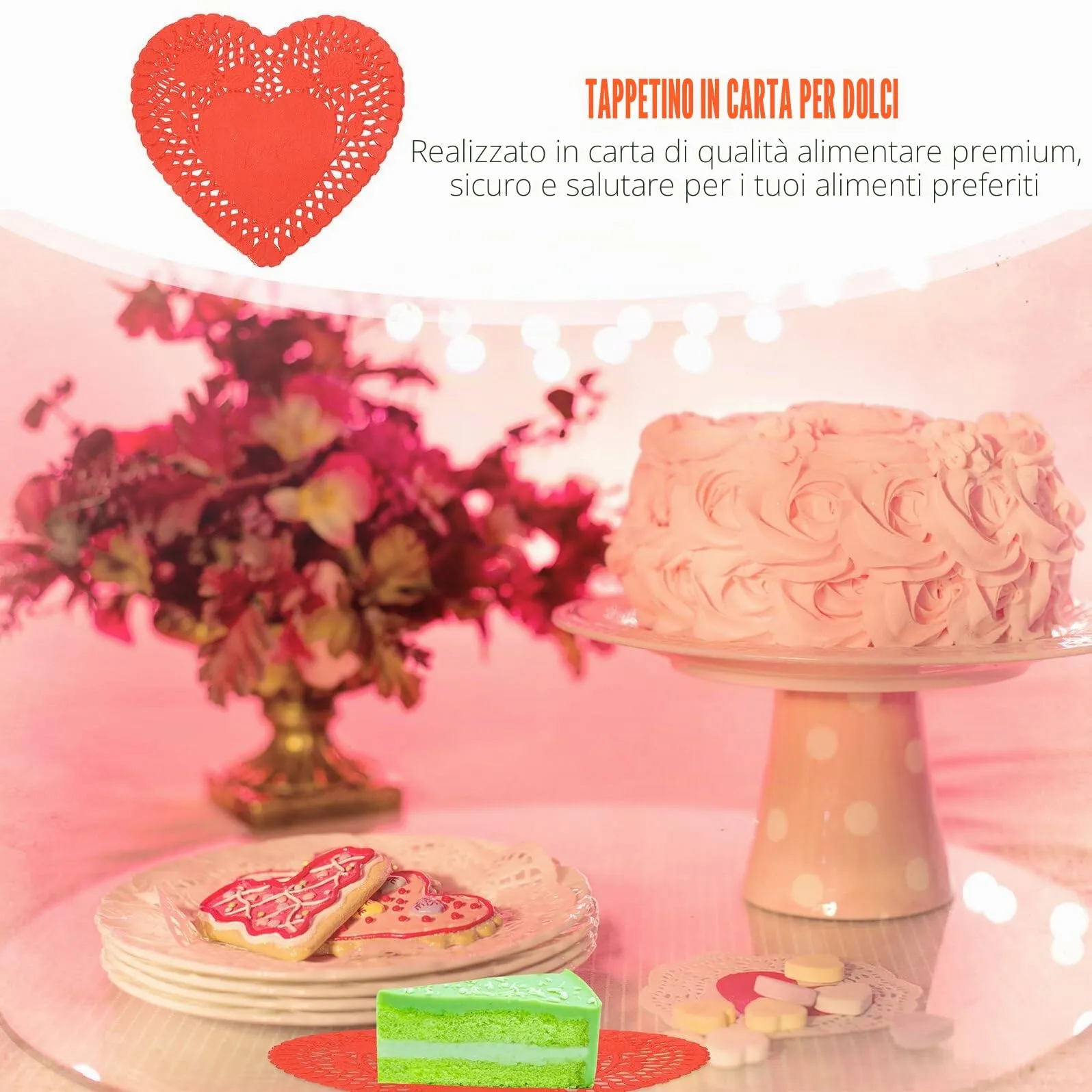 BESPORTBLE 100 Fogli Centrini in Pizzo a Forma di Cuore Rosso Mini Centrini di Carta per Torte e Dessert Decorazioni per Matrimoni e Feste Romantiche Sottobicchieri Monouso per Eventi e - immagine 7