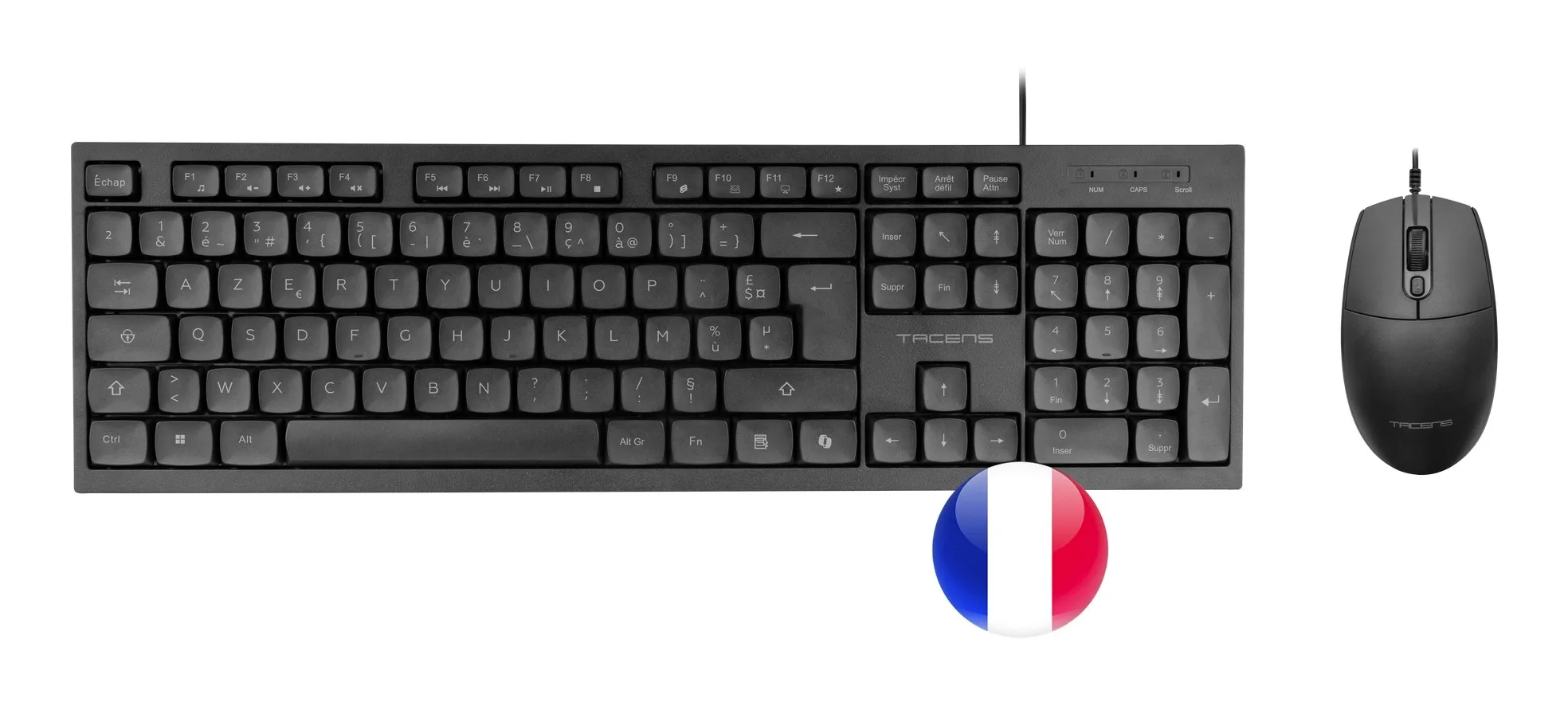 Tacens Anima ACP02FR tastiera Mouse incluso Casa/ufficio USB AZERTY Francese Nero - immagine 1