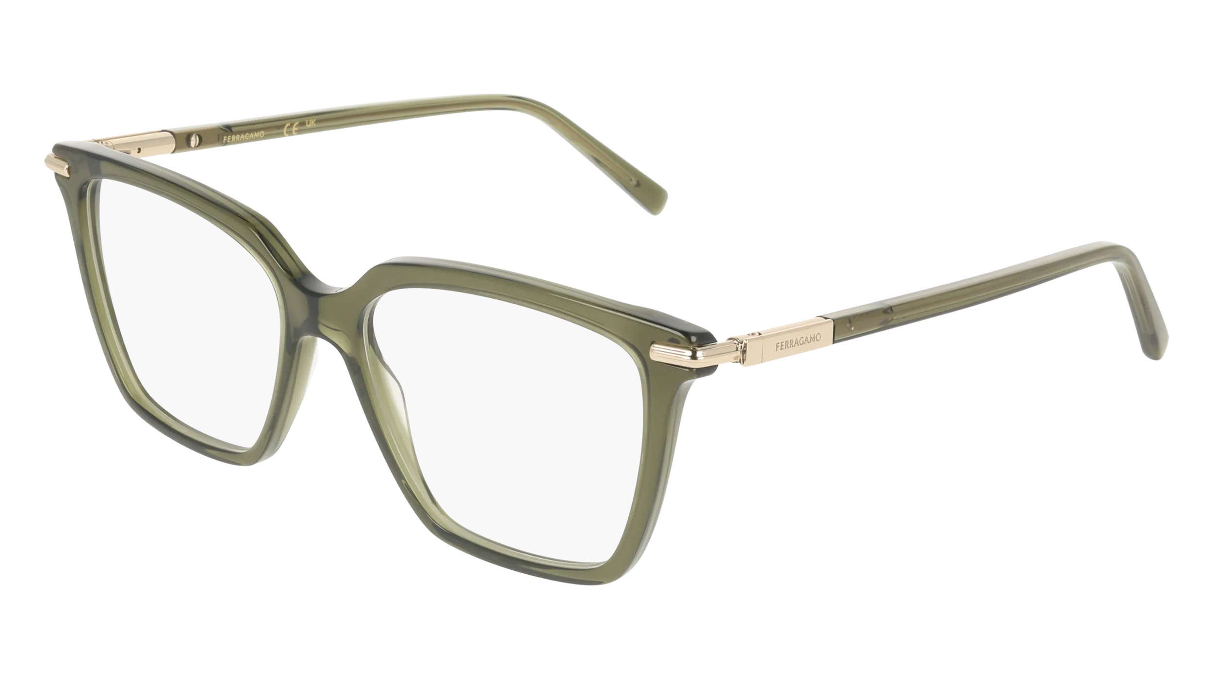 Ferragamo SF3038 317 Montature da vista Acetato Verde Squadrata Normale - immagine 1