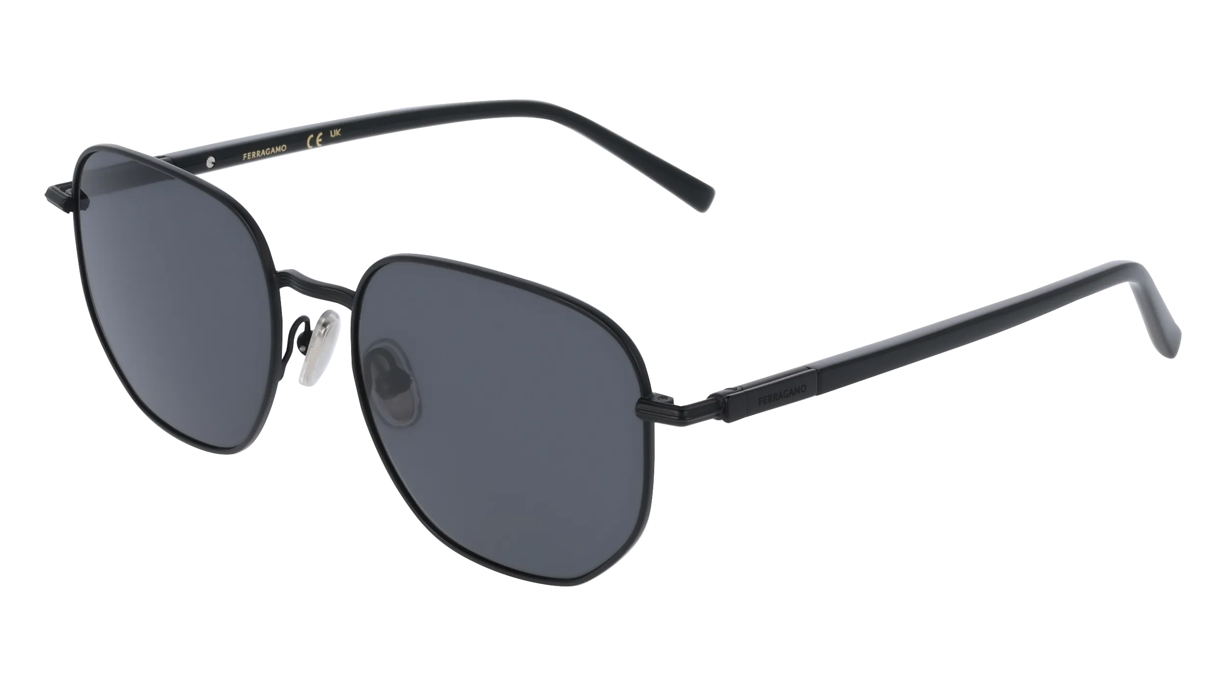 Ferragamo SF328S 002 Occhiali da sole Metallo Nero Grigio Squadrata Normale - immagine 1
