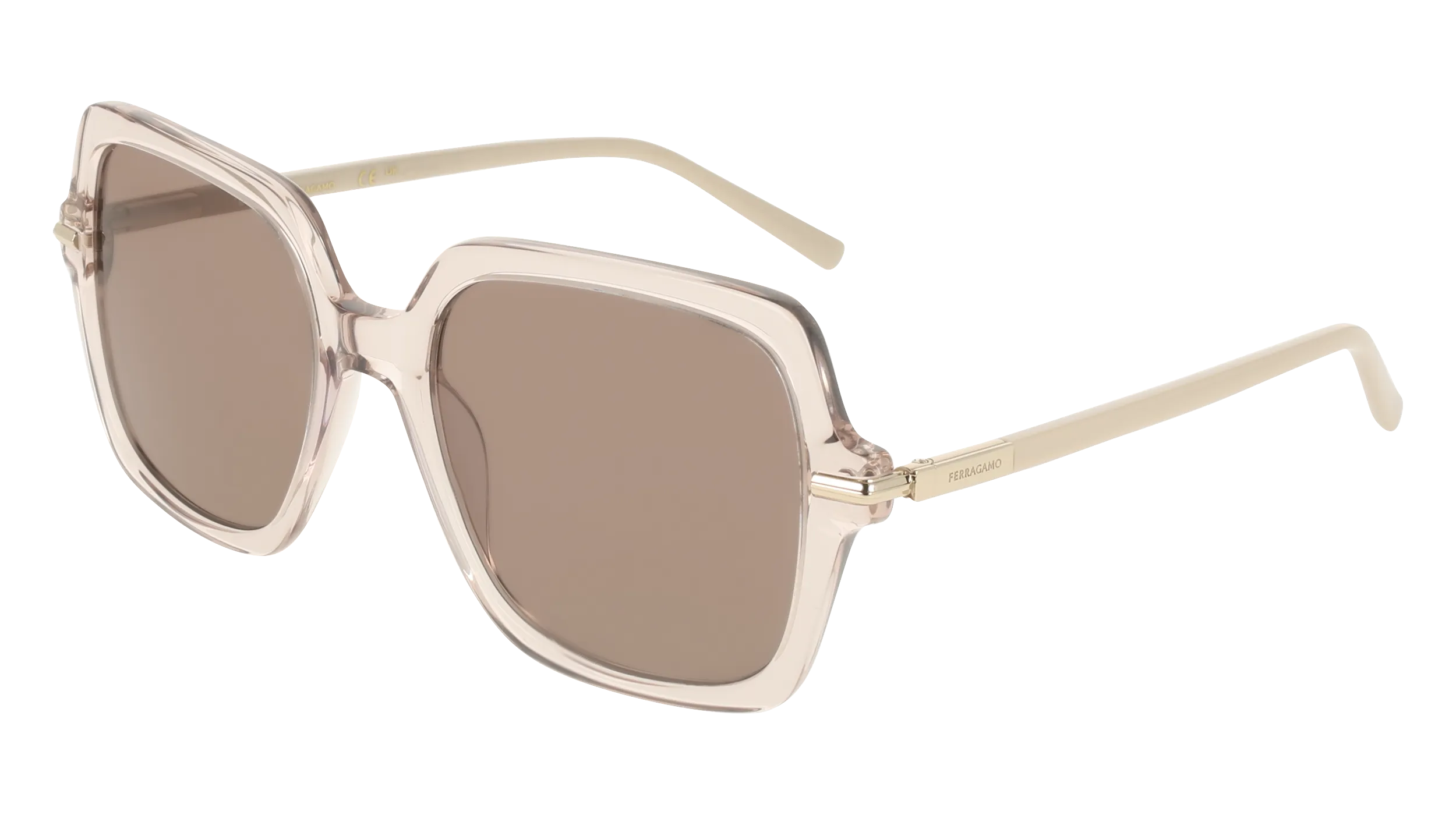 Ferragamo SF2076S 278 Occhiali da sole Acetato Beige Marrone Squadrata Normale - immagine 1