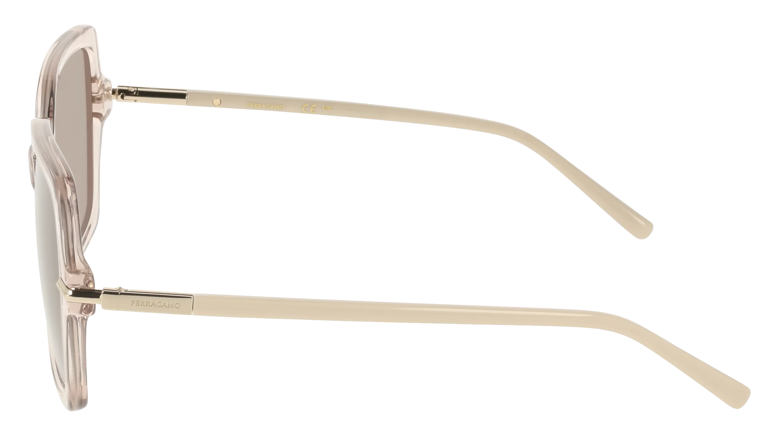 Ferragamo SF2076S 278 Occhiali da sole Acetato Beige Marrone Squadrata Normale - immagine 3