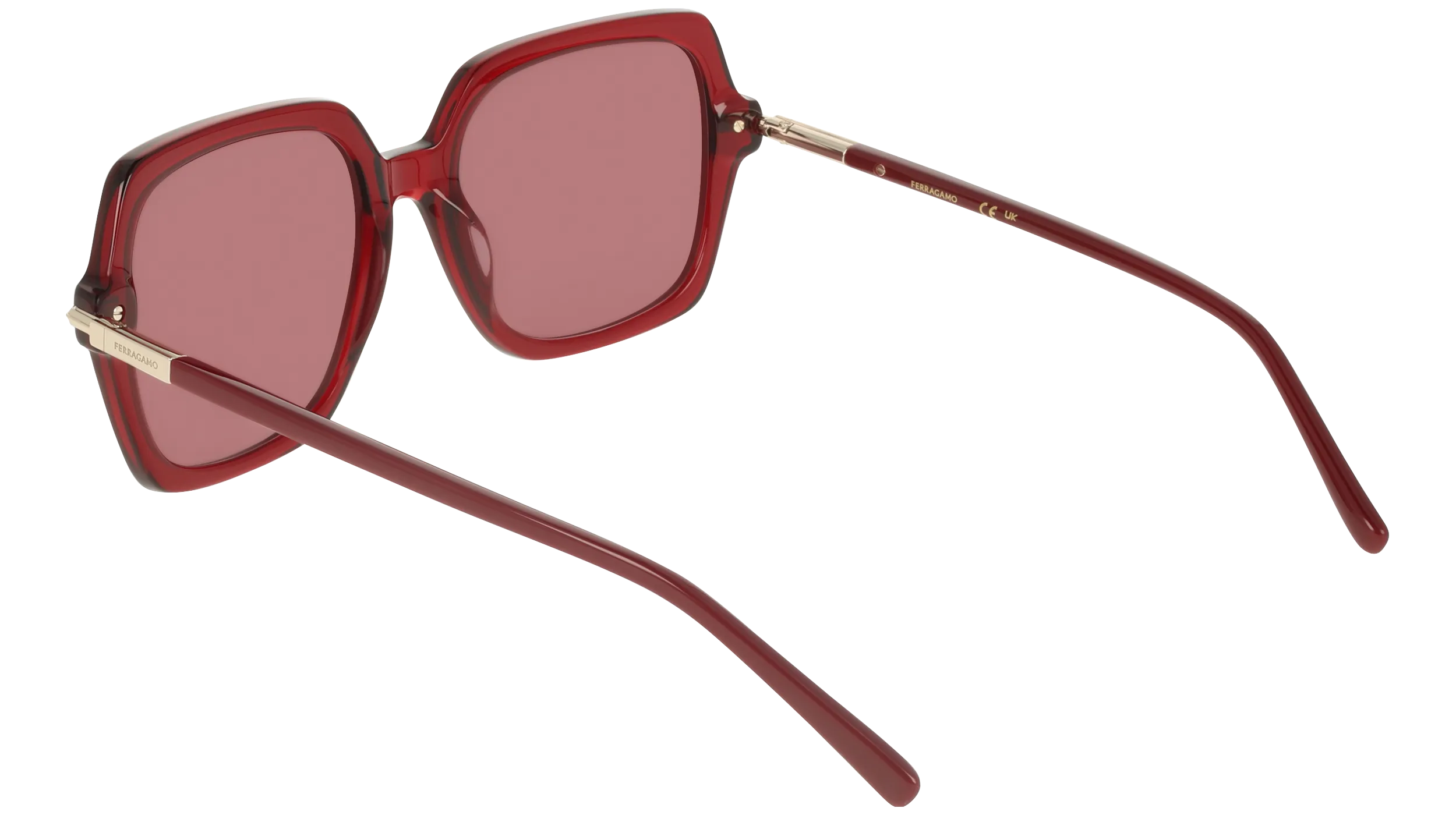 Ferragamo SF2076S 616 Occhiali da sole Acetato Rosso Viola Squadrata Normale - immagine 4