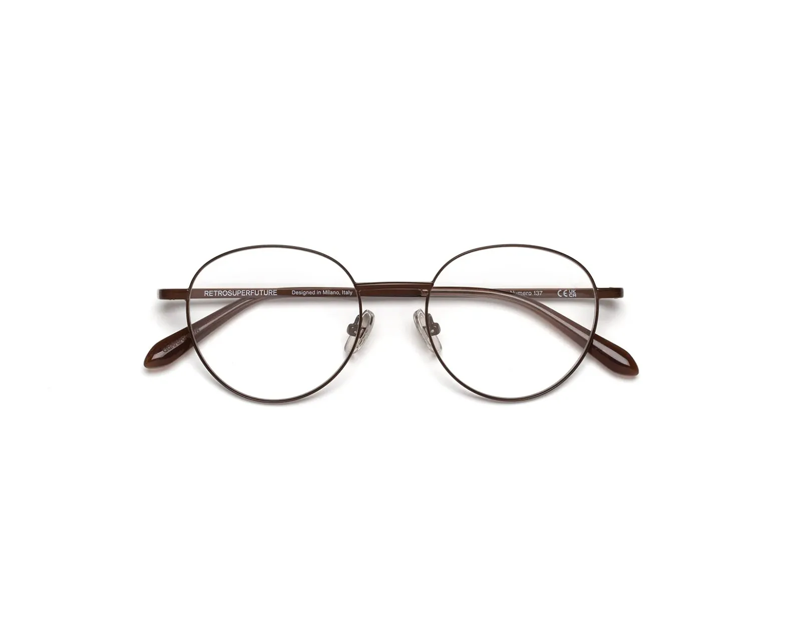 Retrosuperfuture QQH NUMERO 137 DARK BROWN Montature da vista Metallo Marrone Rotonda - immagine 2