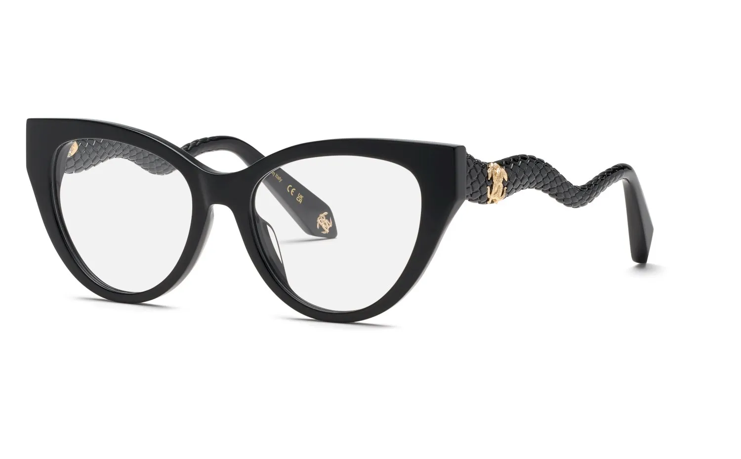 Roberto Cavalli VRC118M 700 Montature da vista Acetato Nero Farfalla - immagine 1
