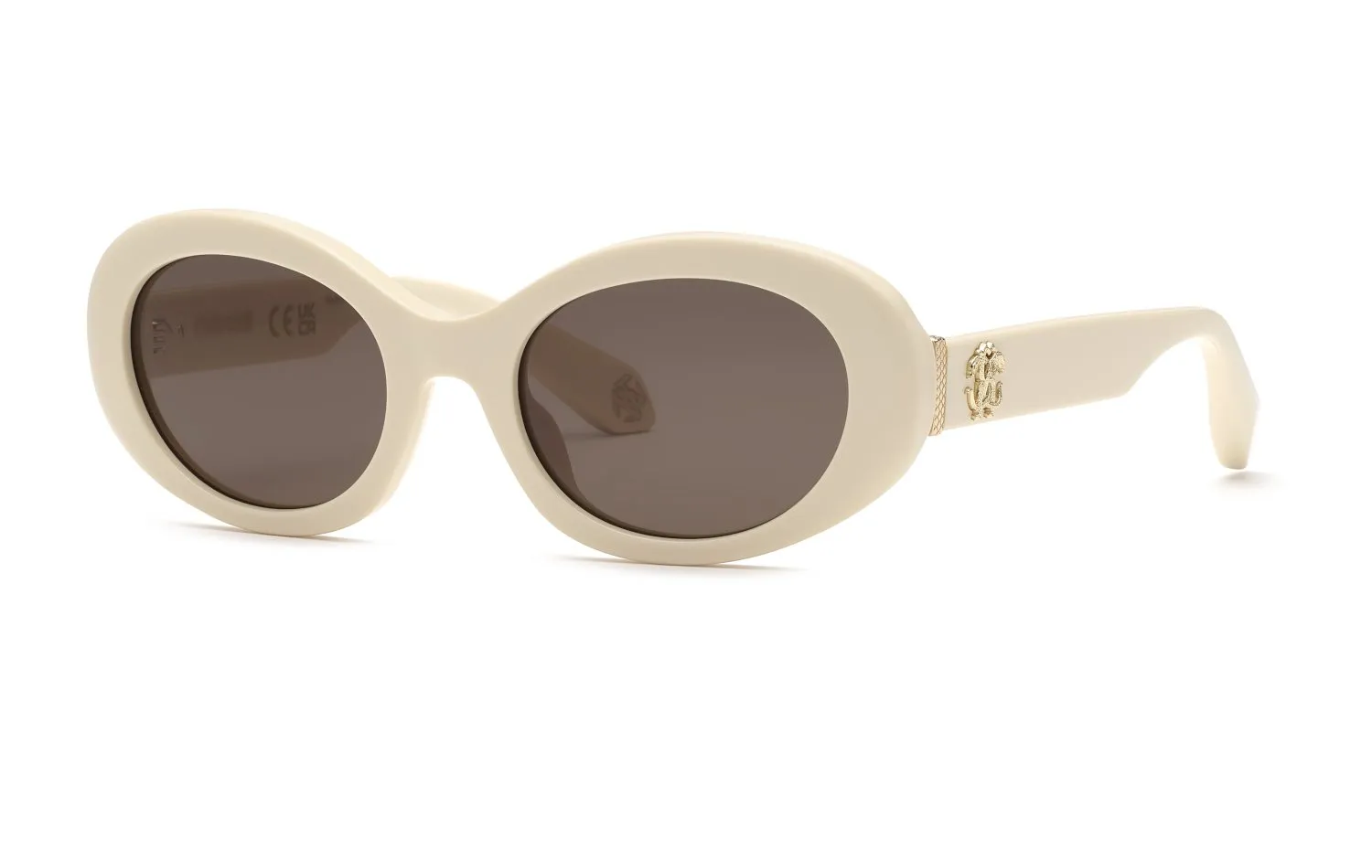 Roberto Cavalli SRC142M 09X7 Occhiali da sole Acetato Avorio Marrone Geometrica Normale - immagine 1