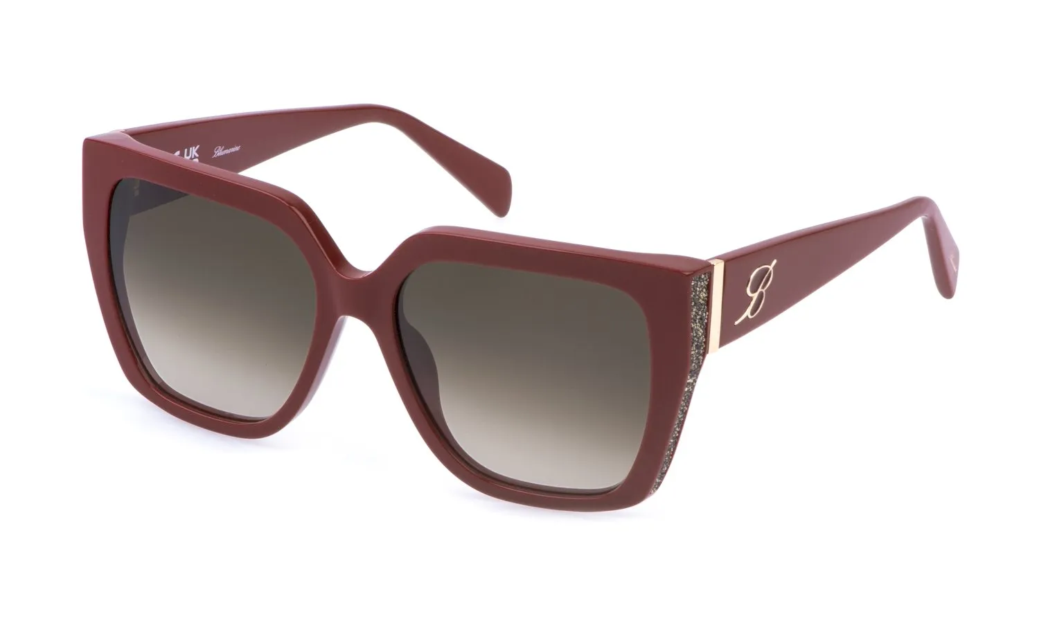 Blumarine SBM871S 0U17 Occhiali da sole Acetato Rosso Marrone Squadrata Normale Sfumato - immagine 1