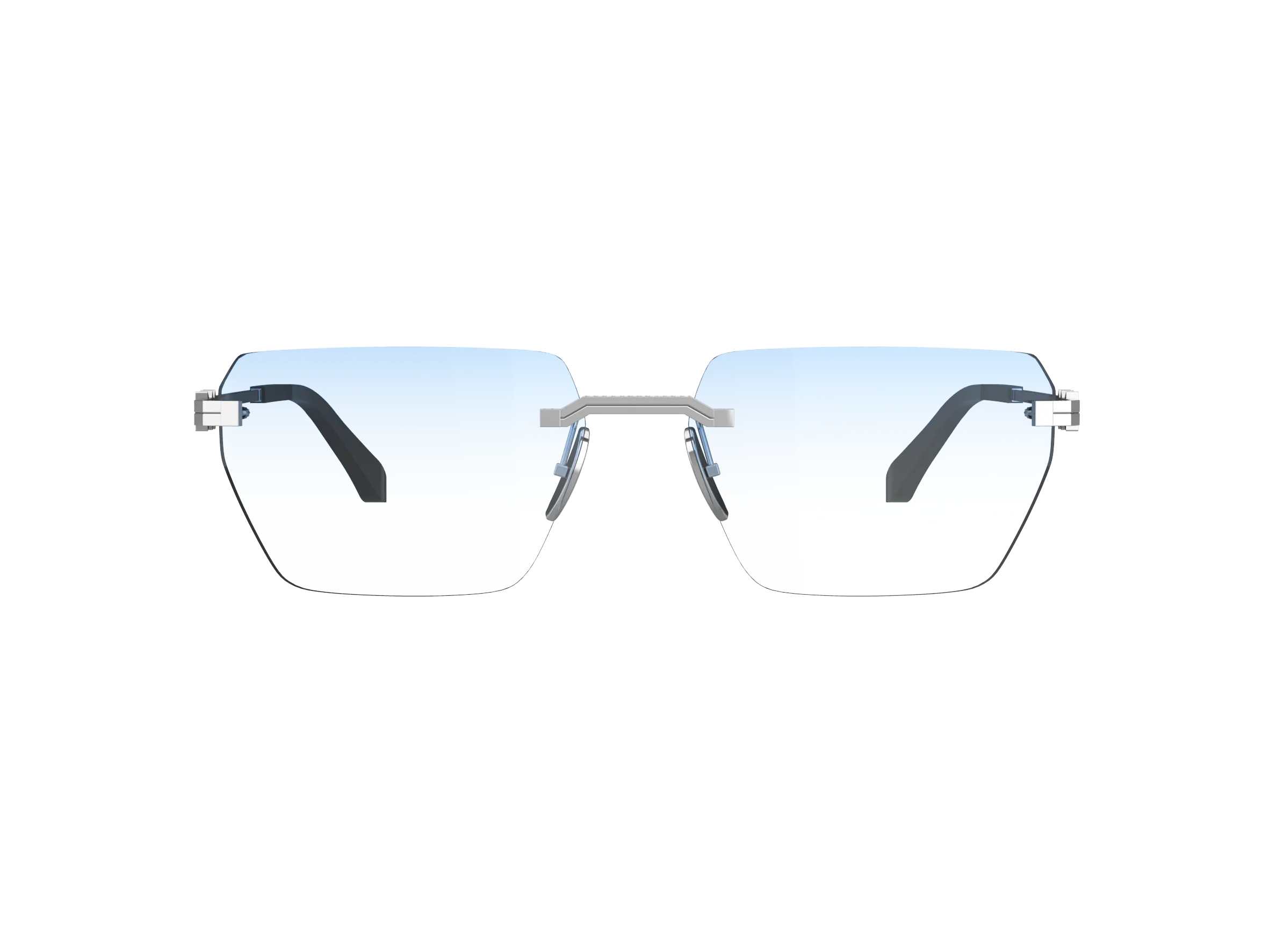 XLAB Murter Occhiali da sole Metallo Argento Azzurro Squadrata Normale Sfumato - immagine 2
