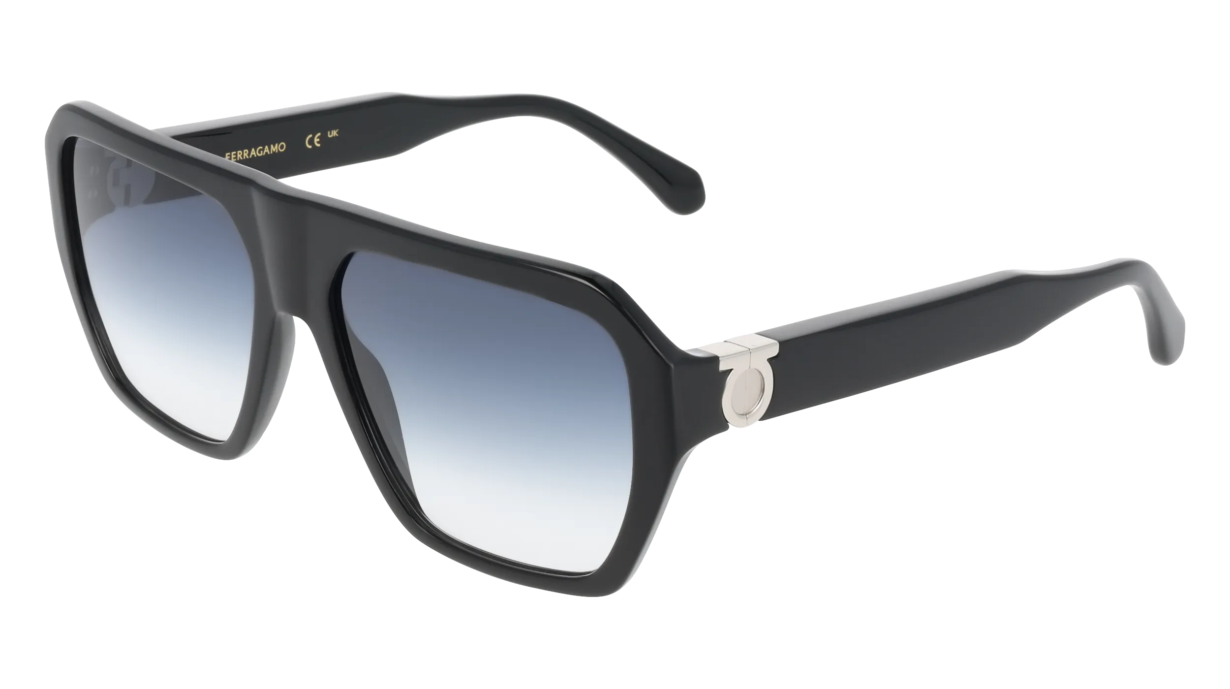 Ferragamo SF2080SLBI 1 Occhiali da sole Acetato Nero Azzurro Squadrata Normale Sfumato - immagine 1